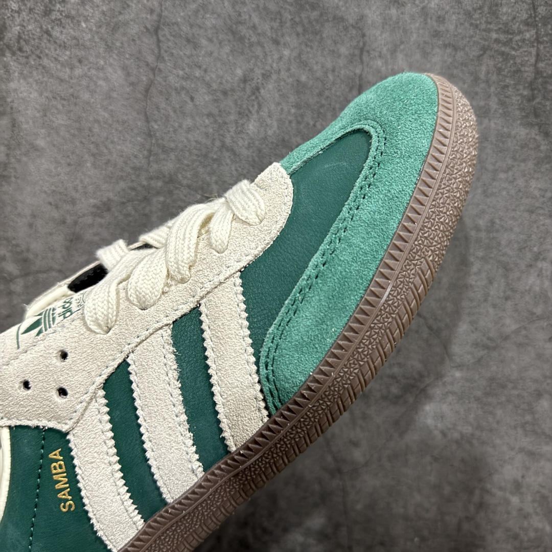 【正确版】Adidas Originals Samba OG桑巴舞系列绅士德训足球风百搭低帮休闲运动板鞋 绿白 JI3215