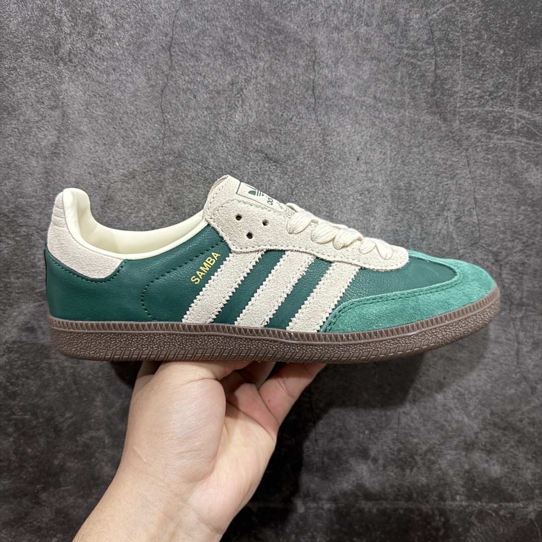 【正确版】Adidas Originals Samba OG桑巴舞系列绅士德训足球风百搭低帮休闲运动板鞋 绿白 JI3215nn原楦原纸版开发n采用牛巴磨砂革组合纤维革鞋面材质n外置耐磨橡胶大底 正确细节n码数：35 35.5 36 36.5 37 38 38.5 39 40 40.5 41 42 42.5 43 44 45 编码：DZTB230250-莆田鞋批发中心