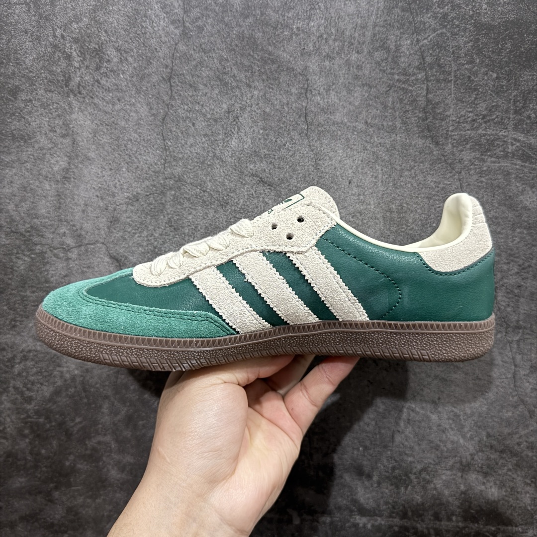 【正确版】Adidas Originals Samba OG桑巴舞系列绅士德训足球风百搭低帮休闲运动板鞋 绿白 JI3215