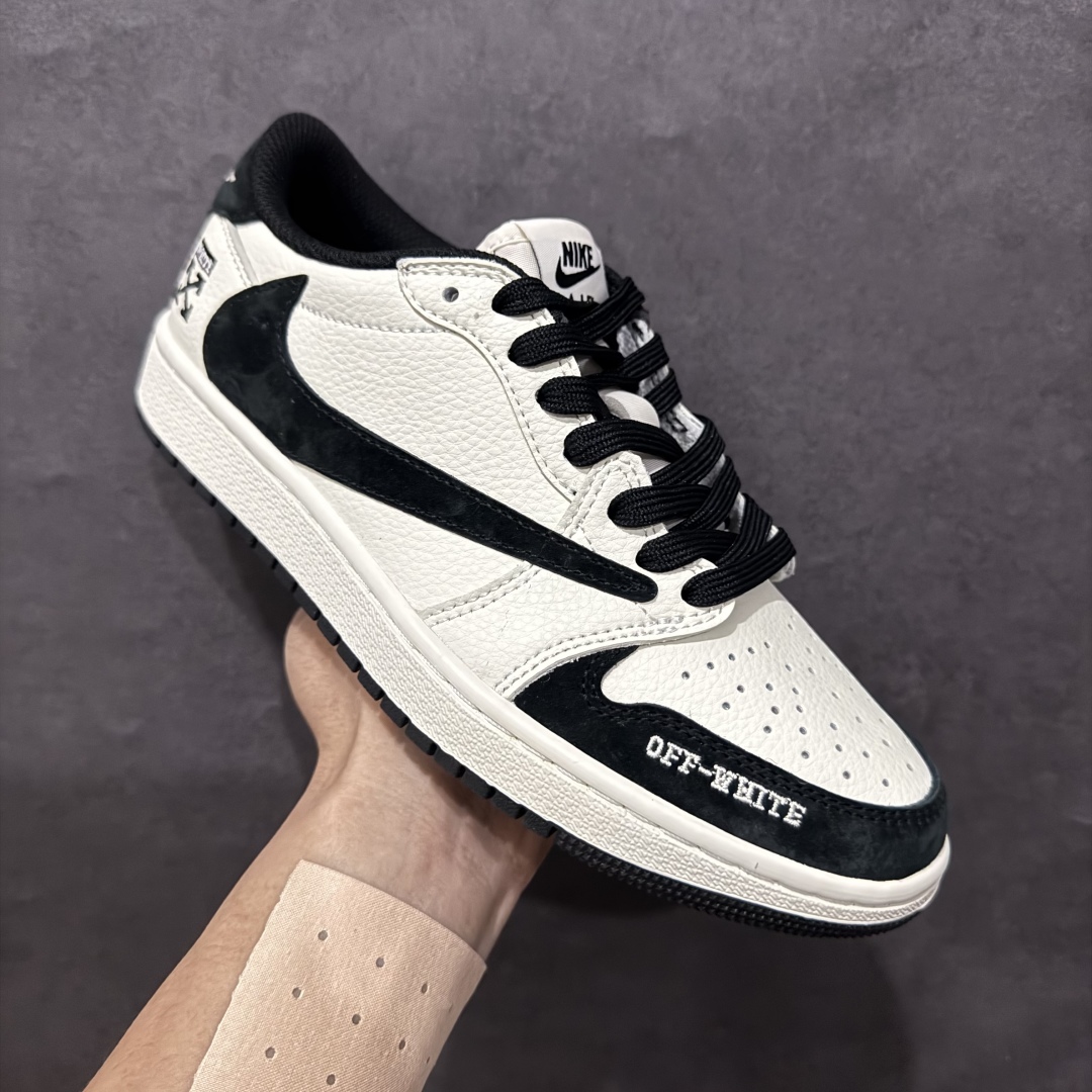 图片[3]-【定制版】Travis Scott x Fragment Design x Air Jordan 1 Low OG SP AJ1 乔1 Off-White联名 百搭黑白 蓝红灰猪八 低帮文化休闲板鞋 DM7866-065rn#多方联名合作融合了Travis Scott 独特的音乐风格，藤原浩个性的设计风格以及Jordan品牌的经典元素 使其成为一双具有独特身份和价值的鞋子 清新而立体的外观加上联名标识更突出了其独特身份 这种配色方案显示出活力和时尚感 在视觉上引人注目  鞋身的质感和细腻的细节处理使其显得高端而格调十足  这款“倒钩”联名是设计与创意完美结合  融合多方的个性风格是一款备受瞩目的潮流鞋款r 尺码：36 36.5 37.5 38 38.5 39 40 40.5 41 42 42.5 43 44 44.5 45  编码：HXS340360-莆田鞋批发中心