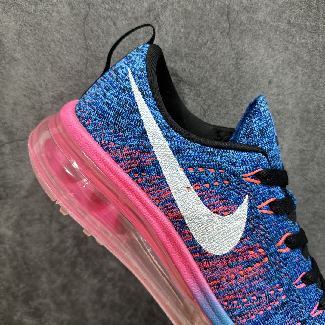 图片[7]-【纯原YH版本】Nike Air Max Flyknit 2014舒适百搭减震耐磨 低帮 休闲跑步鞋NIKE FLYKNIT AIR MAX 跑步鞋使用备受欢迎的创新FLYKNIT鞋面，一体成形无缝设计将良好的透气性、柔韧性及支撑性完美结合于一身，结合飞线（FLYWIRE）科技，大幅减轻鞋身重量同时，更能根据步态实时调整鞋面的贴合度，如第二层皮肤般轻盈包裹双脚。高性能的缓震性能可将外部冲击力减至最低，让热爱驰骋的你得到可靠的保护。抓地力半透明橡胶外底结合升级版华夫格外底纹路，保证高磨区的耐久性同时更能带给双脚持久稳定的抓地力，无论是路跑或赛道跑，都能为你造就强大功能支持。 货号：620659-014 蓝粉  尺码：35.5 36 36.5 37.5 38 38.5 39 40 40.5 41 42 42.5 43 44 44.5 45 46 46.5 编码：DF300320-莆田鞋批发中心