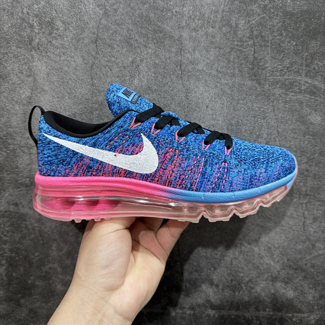 【纯原YH版本】Nike Air Max Flyknit 2014舒适百搭减震耐磨 低帮 休闲跑步鞋NIKE FLYKNIT AIR MAX 跑步鞋使用备受欢迎的创新FLYKNIT鞋面，一体成形无缝设计将良好的透气性、柔韧性及支撑性完美结合于一身，结合飞线（FLYWIRE）科技，大幅减轻鞋身重量同时，更能根据步态实时调整鞋面的贴合度，如第二层皮肤般轻盈包裹双脚。高性能的缓震性能可将外部冲击力减至最低，让热爱驰骋的你得到可靠的保护。抓地力半透明橡胶外底结合升级版华夫格外底纹路，保证高磨区的耐久性同时更能带给双脚持久稳定的抓地力，无论是路跑或赛道跑，都能为你造就强大功能支持。 货号：620659-014 蓝粉  尺码：35.5 36 36.5 37.5 38 38.5 39 40 40.5 41 42 42.5 43 44 44.5 45 46 46.5 编码：DF300320-莆田鞋批发中心