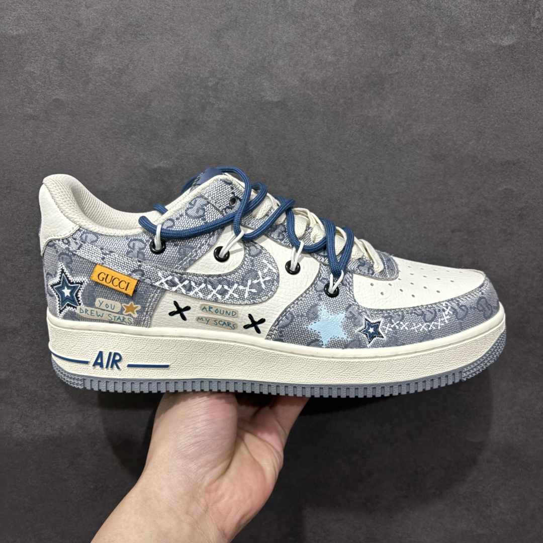 【定制版】Nk Air Force 1\’07 Low \”Blue Star\” 蓝色星星 空军一号低帮休闲运动绑带休闲板鞋 BD0077-222r 尺码：36 36.5 37.5 38 38.5 39 40 40.5 41 42 42.5 43 44 44.5 45  编码：HXS310320-莆田鞋批发中心