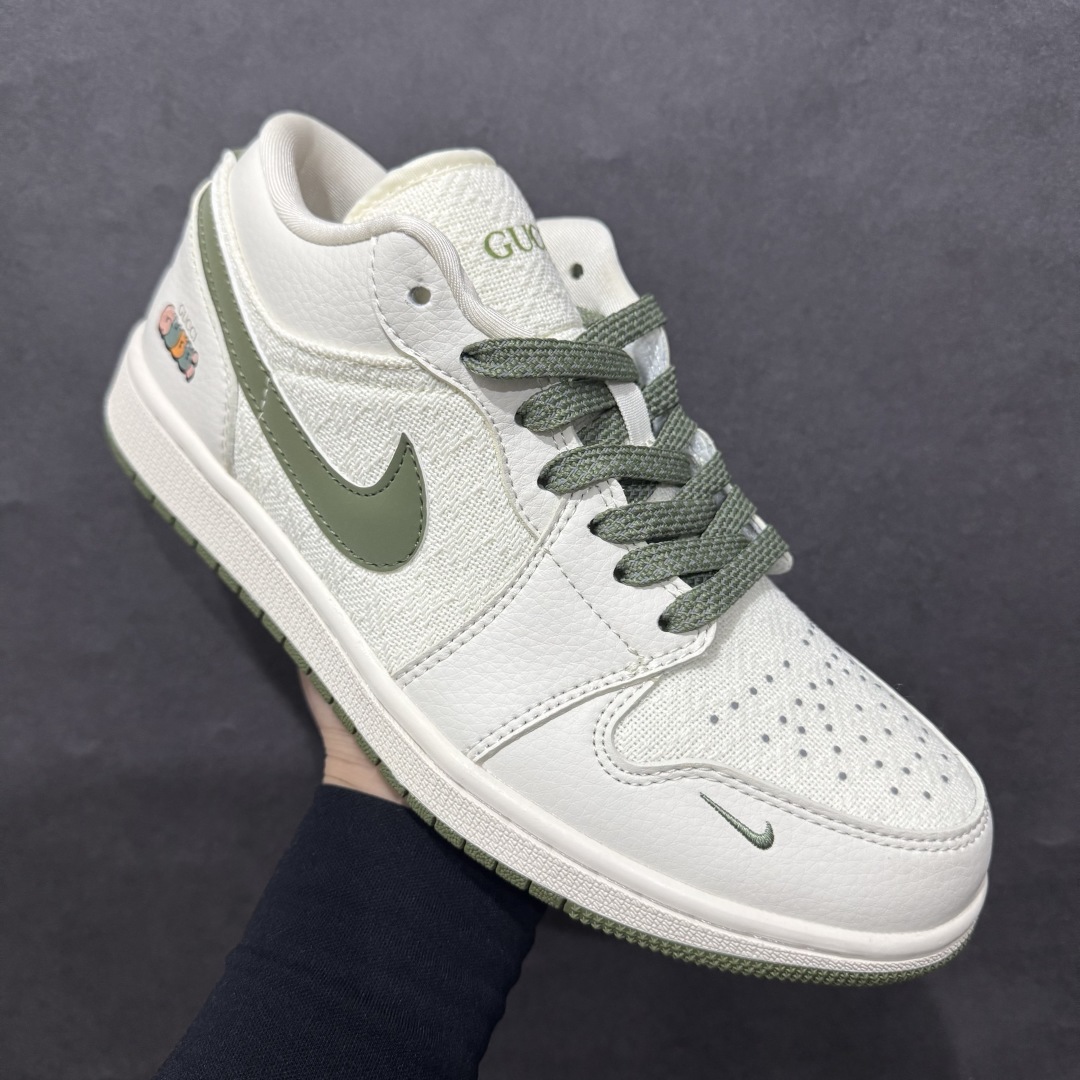 图片[3]-【定制版】Air Jordan 1 Low AJ1 乔1 古驰联名-米绿针织 高端定制 低帮复古篮球鞋rn#定制鞋盒 大厂纯原品质出货 超高清洁度 皮料切割干净无任何毛边 细节完美货号：DM5688-103r 尺码：36 36.5 37.5 38 38.5 39 40 40.5 41 42 42.5 43 44 44.5 45  编码：HXS260280-莆田鞋批发中心