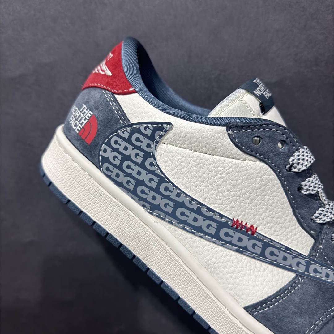 图片[6]-【定制版】Travis Scott x Fragment Design x Air Jordan 1 Low OG SP AJ1 乔1 北面联名 CDG白灰 低帮文化休闲板鞋n#多方联名合作融合了Travis Scott 独特的音乐风格，藤原浩个性的设计风格以及Jordan品牌的经典元素 使其成为一双具有独特身份和价值的鞋子 清新而立体的外观加上联名标识更突出了其独特身份 这种配色方案显示出活力和时尚感 在视觉上引人注目  鞋身的质感和细腻的细节处理使其显得高端而格调十足  这款“倒钩”联名是设计与创意完美结合  融合多方的个性风格是一款备受瞩目的潮流鞋款 货号：DM9288-005 尺码：36 36.5 37.5 38 38.5 39 40 40.5 41 42 42.5 43 44 44.5 45  编码：HXS340360-莆田鞋批发中心