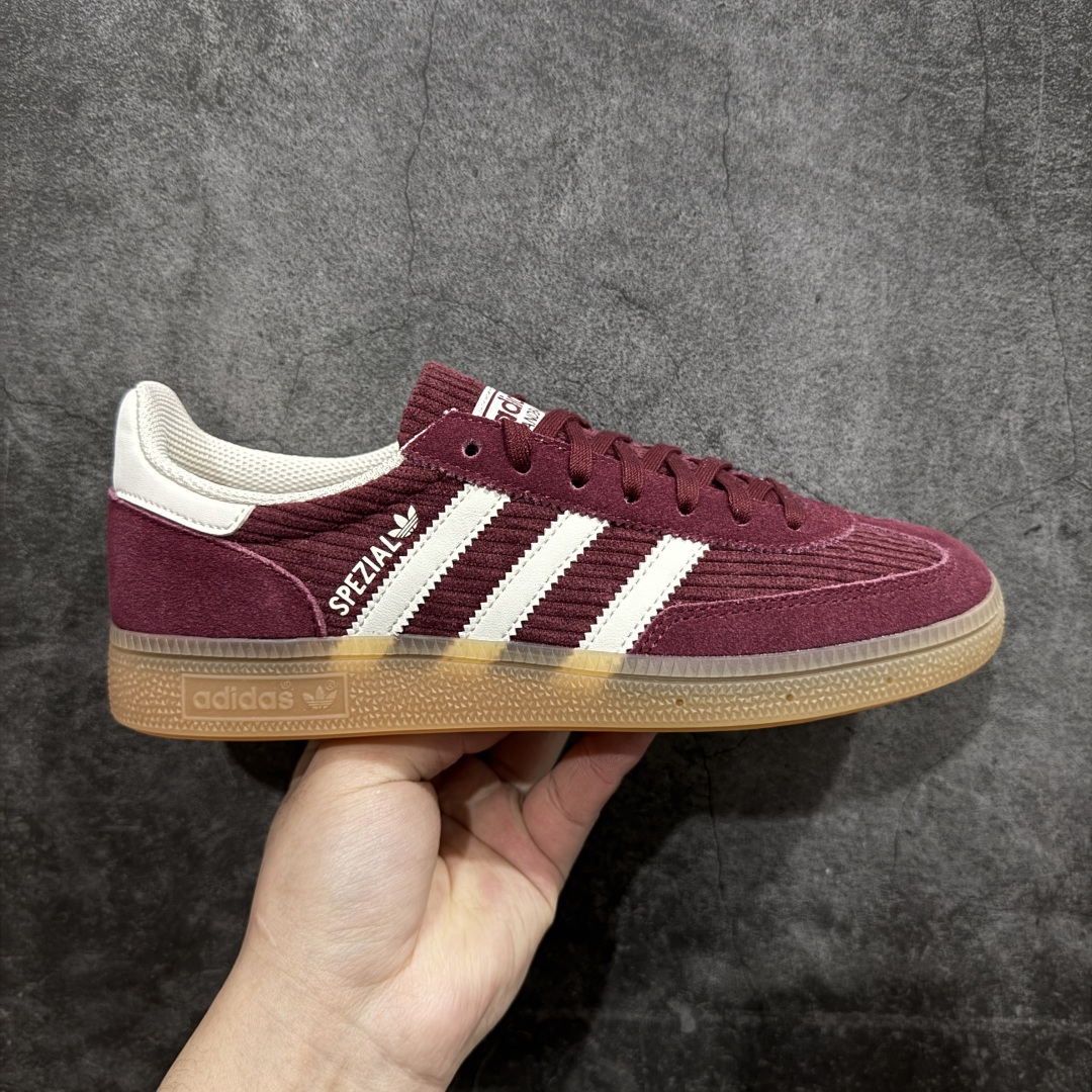 【渠道纯原版】Adidas Handball Spezial  阿迪达斯经典款牛皮复古休闲板鞋 酒红白生胶IG1978原厂原档案开发出品 皮料切割干净无任何毛边鞋型细节完美 超高清洁度 市场最高版本  尺码：35.5 36 36.5 37 38 38.5 39 40 40.5 41 42 42.5 43 44 44.5 45 编码：NM250270-莆田鞋批发中心