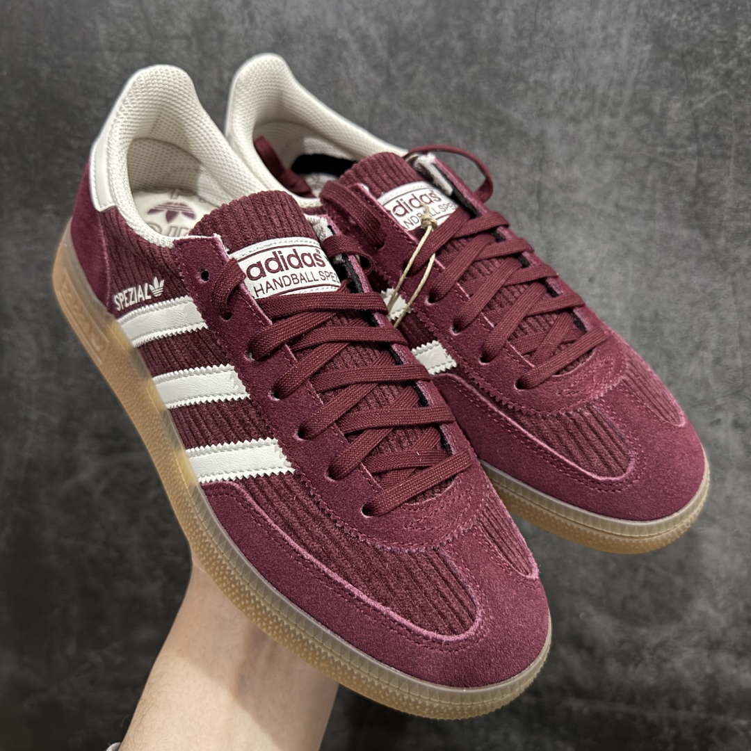 【渠道纯原版】Adidas Handball Spezial  阿迪达斯经典款牛皮复古休闲板鞋 酒红白生胶IG1978原厂原档案开发出品 皮料切割干净无任何毛边鞋型细节完美 超高清洁度 市场最高版本  尺码：35.5 36 36.5 37 38 38.5 39 40 40.5 41 42 42.5 43 44 44.5 45 编码：NM250270-莆田鞋批发中心