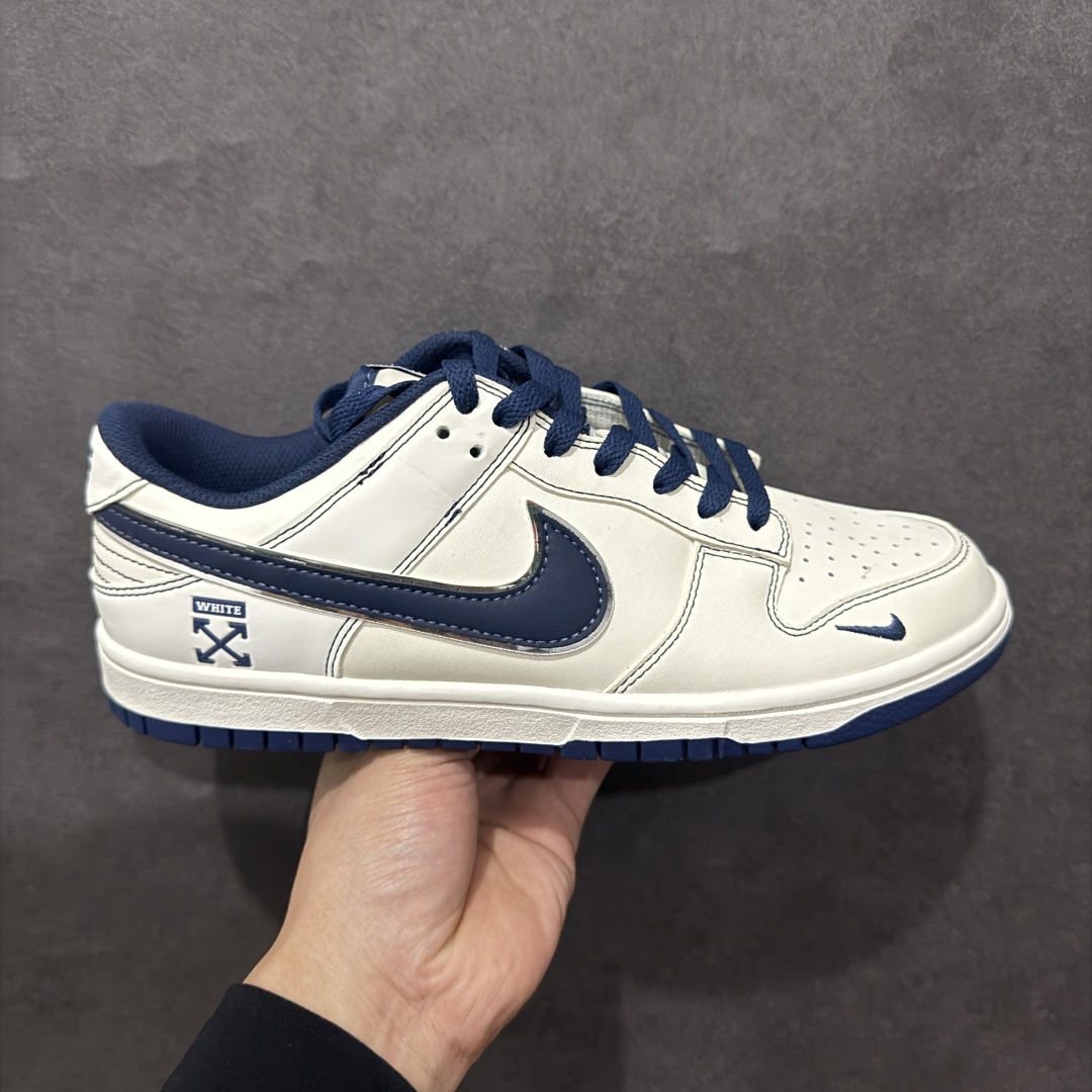 【定制版】Nike SB Dunk Low“OFF-WHITE联名——米白藏青勾”  周年高端定制 低帮休闲板鞋 定制鞋盒 大厂纯原品质出货 超高清洁度 皮料切割干净无任何毛边 细节完美 货号：DJ2024-011n Size:36 36.5 37.5 38 38.5 39 40 40.5 41 42 42.5 43 44 44.5 45 编码：HXS260280-莆田鞋批发中心