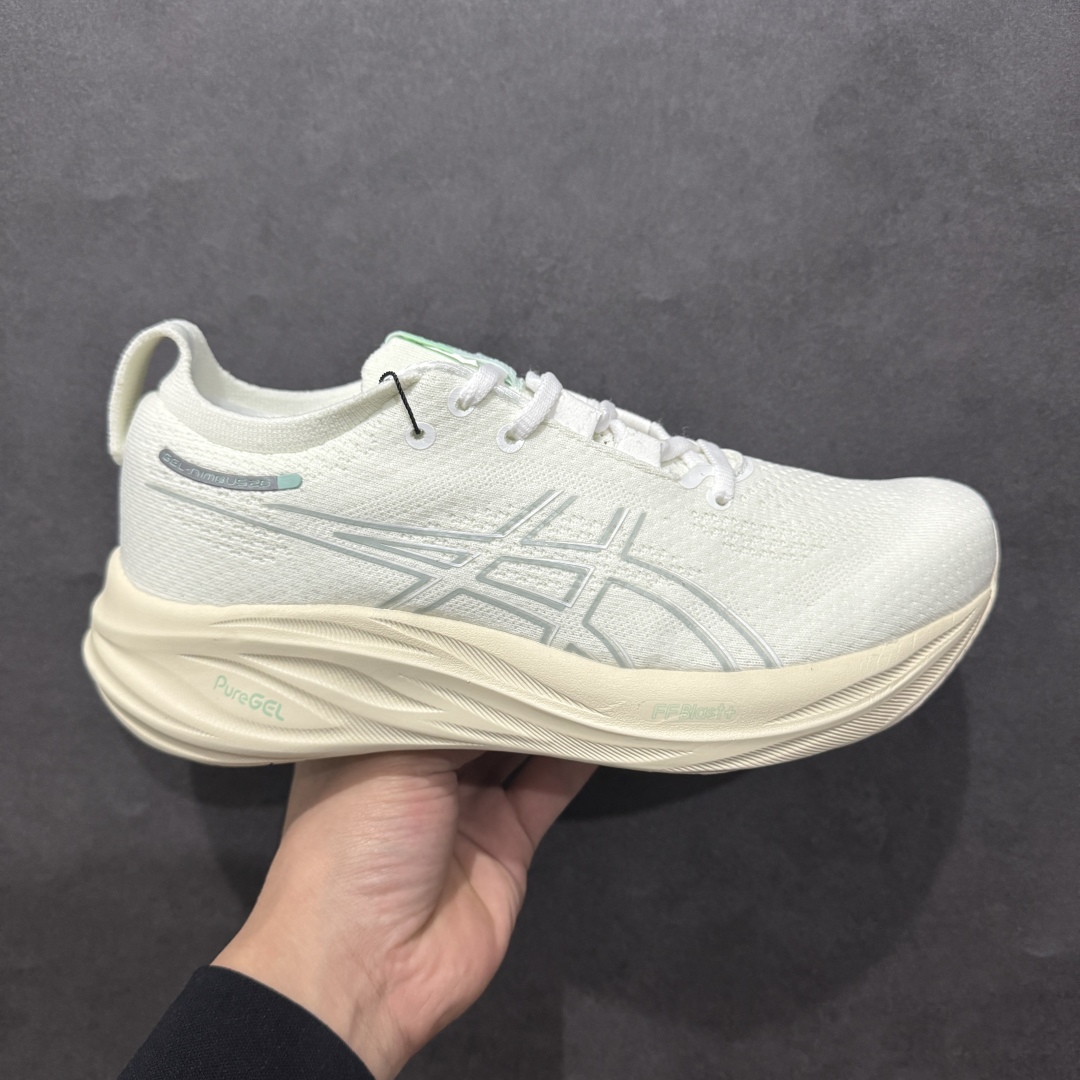 【纯原版本】ASICS Gel-NIMBUS 26 减震支撑耐磨 低帮 跑步鞋n此款新品ASICS Gel-NIMBUS 26 为酷跑推出 鞋面采用轻量透气针织材料制作 平添适脚性 中底使用FF BLAST PLUS ECO环保泡绵材料 增添可持续舒适流畅度  后掌缓震Pure GEL胶材设计 使柔软度增加 大底加宽设计 提升大底的抓地力与耐久度。 尺码：36-45 编码：NM230250-莆田鞋批发中心