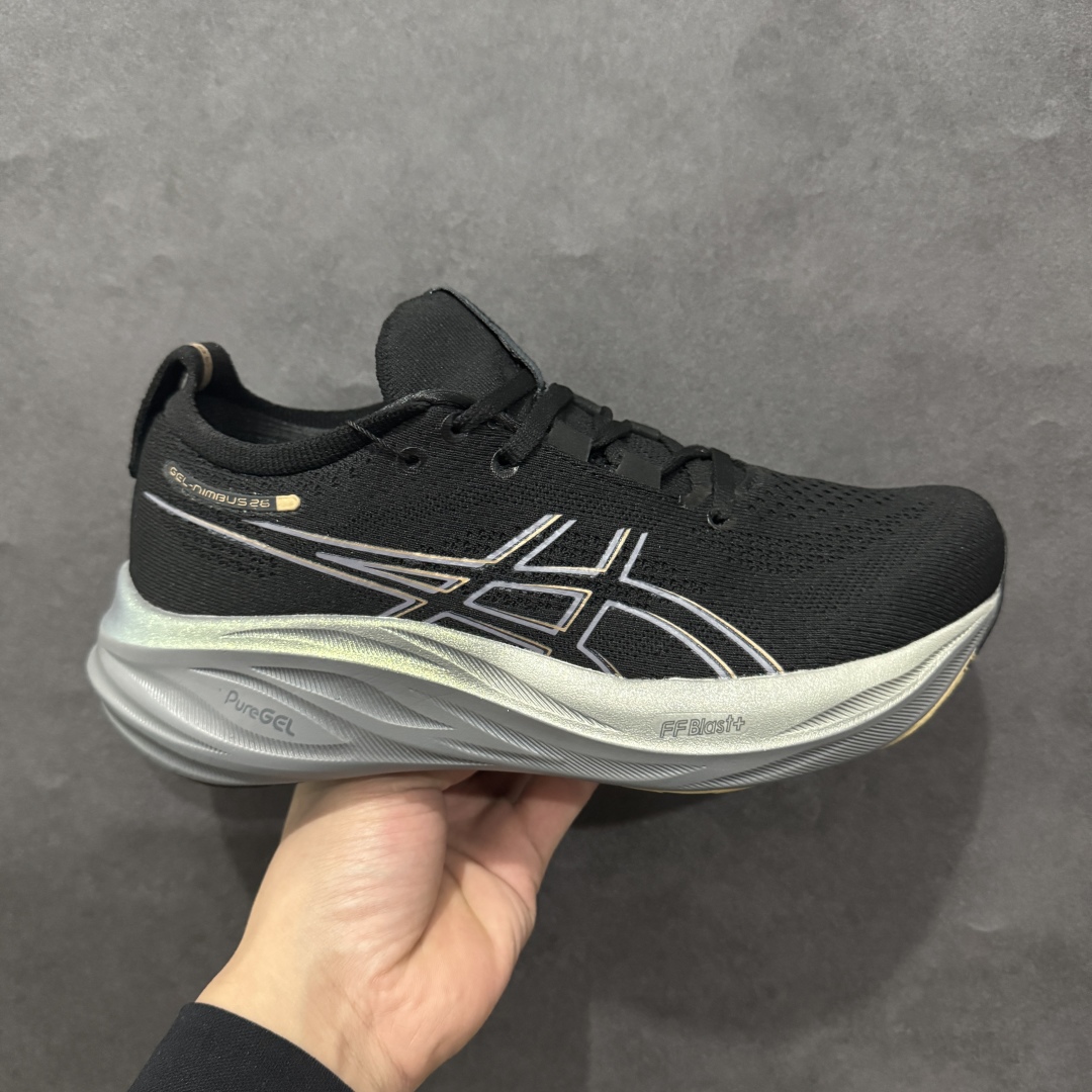 【纯原版本】ASICS Gel-NIMBUS 26 减震支撑耐磨 低帮 跑步鞋n此款新品ASICS Gel-NIMBUS 26 为酷跑推出 鞋面采用轻量透气针织材料制作 平添适脚性 中底使用FF BLAST PLUS ECO环保泡绵材料 增添可持续舒适流畅度  后掌缓震Pure GEL胶材设计 使柔软度增加 大底加宽设计 提升大底的抓地力与耐久度。 尺码：36-45 编码：NM230250-莆田鞋批发中心