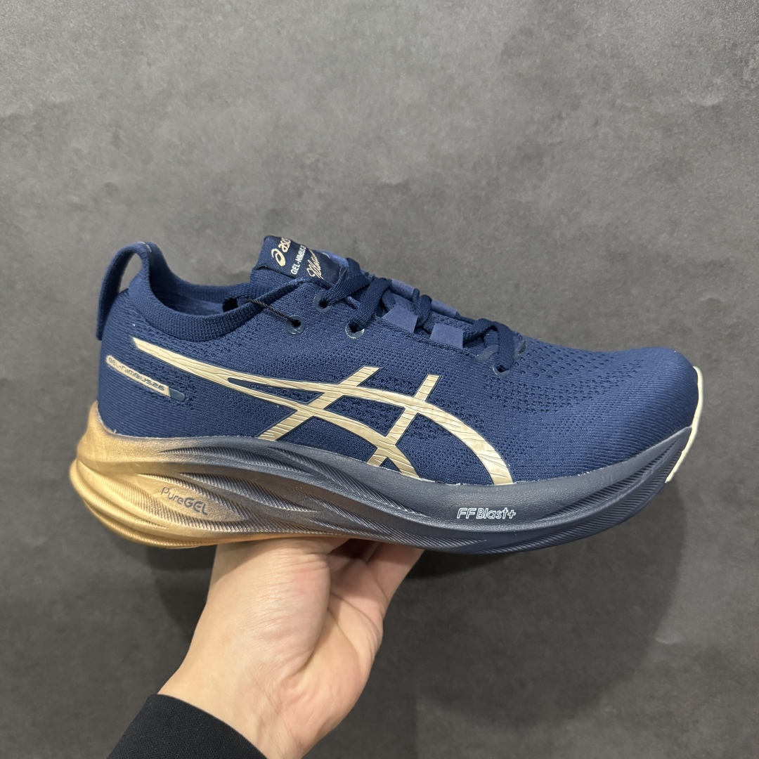 【纯原版本】ASICS Gel-NIMBUS 26 减震支撑耐磨 低帮 跑步鞋n此款新品ASICS Gel-NIMBUS 26 为酷跑推出 鞋面采用轻量透气针织材料制作 平添适脚性 中底使用FF BLAST PLUS ECO环保泡绵材料 增添可持续舒适流畅度  后掌缓震Pure GEL胶材设计 使柔软度增加 大底加宽设计 提升大底的抓地力与耐久度。 尺码：36-45 编码：NM230250-莆田鞋批发中心