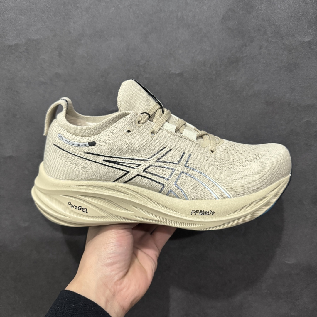 【纯原版本】ASICS Gel-NIMBUS 26 减震支撑耐磨 低帮 跑步鞋n此款新品ASICS Gel-NIMBUS 26 为酷跑推出 鞋面采用轻量透气针织材料制作 平添适脚性 中底使用FF BLAST PLUS ECO环保泡绵材料 增添可持续舒适流畅度  后掌缓震Pure GEL胶材设计 使柔软度增加 大底加宽设计 提升大底的抓地力与耐久度。 尺码：36-45 编码：NM230250-莆田鞋批发中心