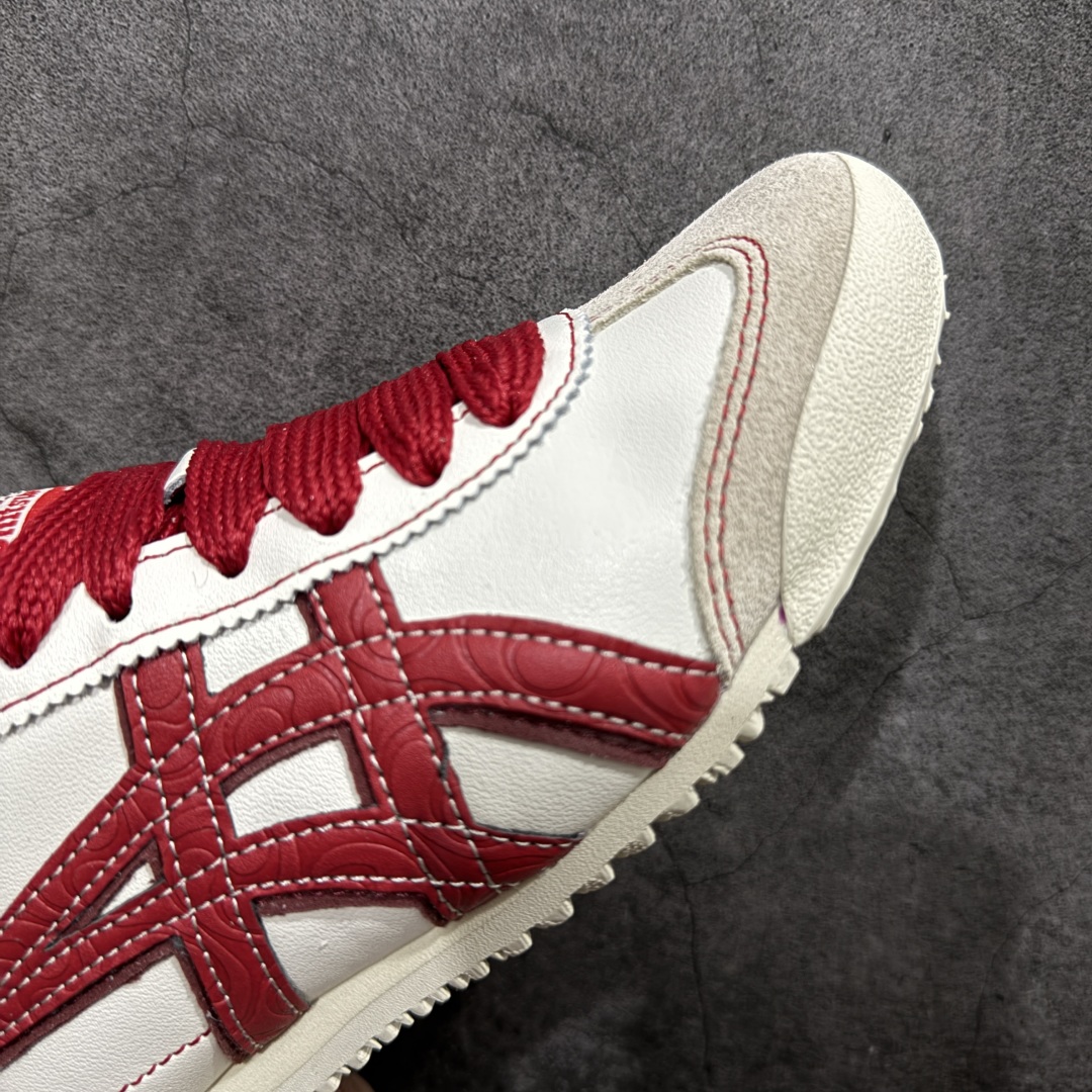 图片[6]-【公司级】Asics Onitsuka Tiger MEXICO 66 亚瑟士鬼冢虎复古经典板鞋 CNY蛇年限定n原装全套纸板楦头开发 原汁原味 完美呈现版型 私模正确鞋底咬花纹路 一比一鞋头弧度高度鞋身弧度 绝不口嗨 细节品控鞋型随意秒杀市面 原档咬花纹路私模大底 一个单元有六个三角形 总体形拼接呈现花瓣状 官方四联吊牌 原装Ortholite轻量化鞋垫 原盒原配 质保卡 说明书 钢印防尘纸  纸板中底带钢印 乳胶组合鞋垫 支持全方位的对比专柜 产品从款式颜色造型上体现出追求舒适和细节的完美 鞋类更是推崇手工制作的严谨与完美 融舒适性与可穿性的设计风格 注重细节的完美和别致魅力 既保持稳重 又不失轻松的时尚感  尺码：36 37 37.5 38 39 39.5 40 40.5 41.5 42 42.5 43.5 44 45 编码：FC220240-莆田鞋批发中心