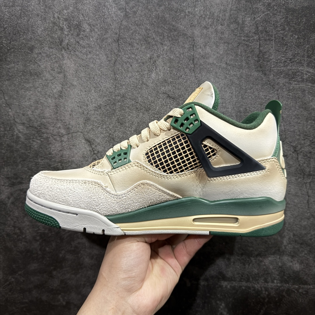 图片[2]-【纯原定制版】神奇宝贝 x Air Jordan 4 Retro 联名妙蛙花 AJ4 乔丹4代 aj4 乔4 联名妙蛙花乔丹篮球鞋系列 鞋身采用白橙色作为主底色，鞋带孔采用绿色呈现，鞋舌上Jumpman Logo采用绿色刺绣点缀，侧面的支撑部分采用黑色点缀，迎合鞋款主题。侧身网格以橙色呈现，此外后跟处经典元年Nike Swoosh Logo以米黄色点缀，彰显OG的气质十足；中底位置采用绿色配色呈现，最后以搭载有开窗式Air Max气垫的中底收尾。 货号：DC7770-106 尺码：40 40.5 41 42 42.5 43 44 44.5 45 46 47.5  编码：GX250280-莆田鞋批发中心