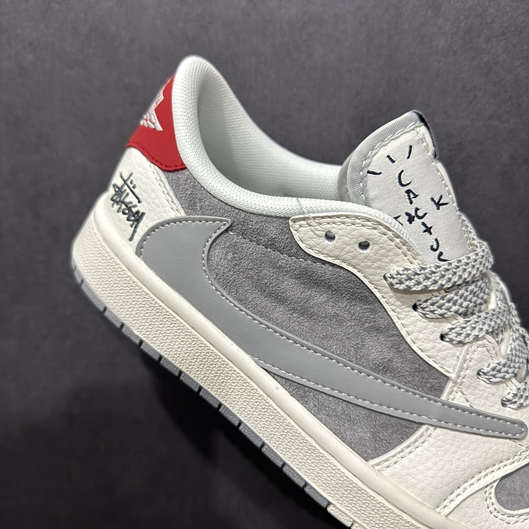 【定制版】Travis Scott x Fragment Design x Air Jordan 1 Low OG SP AJ1 乔1 斯图西联名-双拼红尾 低帮文化休闲板鞋 SJ2068-130