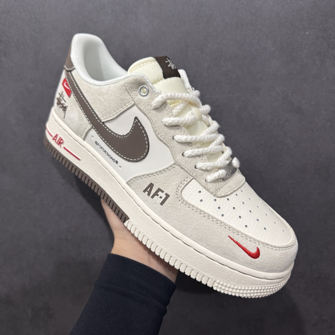 图片[3]-【定制版】海外限量发售NIke Air Force 1 \’07 Low “斯图西联名——双拼米浅粽”空军一号 低帮 运动鞋 休闲鞋 折边针车 工艺难度大 原楦头原纸板 原装鞋盒 定制五金配件 内置全掌气垫 原厂鞋底货号：SJ6698-025 Size：36 36.5 37.5 38 38.5 39 40 40.5 41 42 42.5 43 44 44.5 45 编码：HXS310320-莆田鞋批发中心