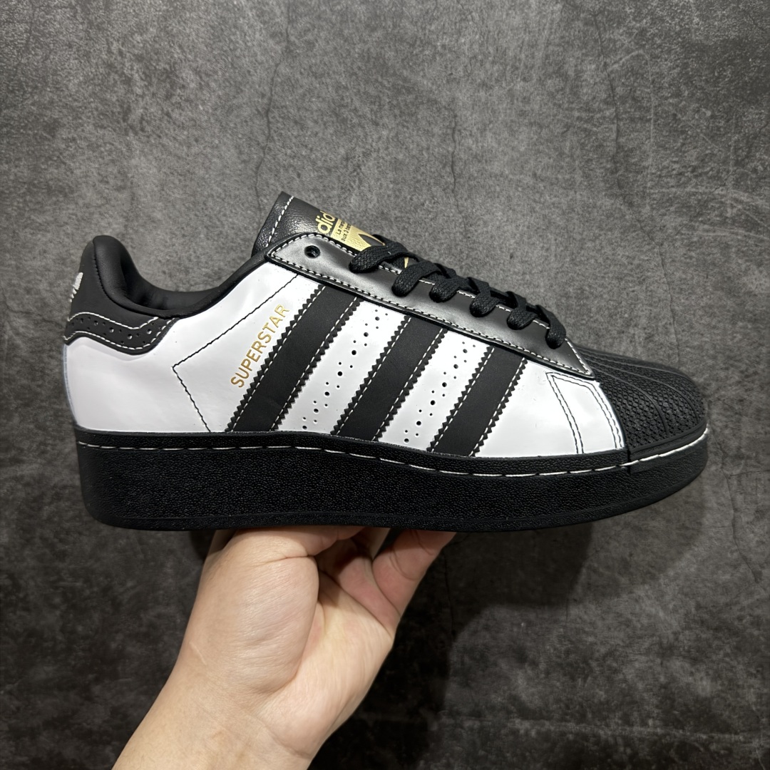 【平台充正版】Adidas Superstar XLG 阿迪贝壳头厚底款低帮休闲板鞋 IE8409nn市售最强版出货n平台充正版 全鞋百分百原材料全鞋电脑针车 Logo针车间距针数原版一致n皮料切割冲裁零瑕疵 原鞋一致含胶量大底原盒中文内外标 检验标 QC质检标齐全大几率过验 不对比市面只对比原鞋 只服务最高端市场  尺码：35.5 36 36 36.5 37 38 38.5 39 40 40.5 41 42 42.5 43 44 44.5 45 编码：H11250260-莆田鞋批发中心