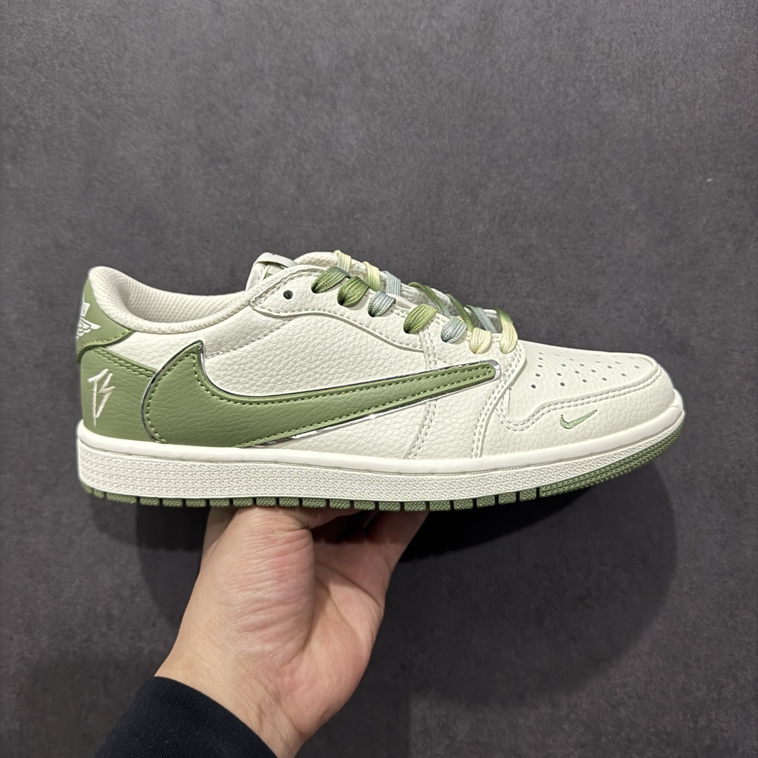 【定制版】TS x Air Jordan AJ1 Low x Travis Scott 白绿 倒钩低帮联名定制配色  DM7866-019