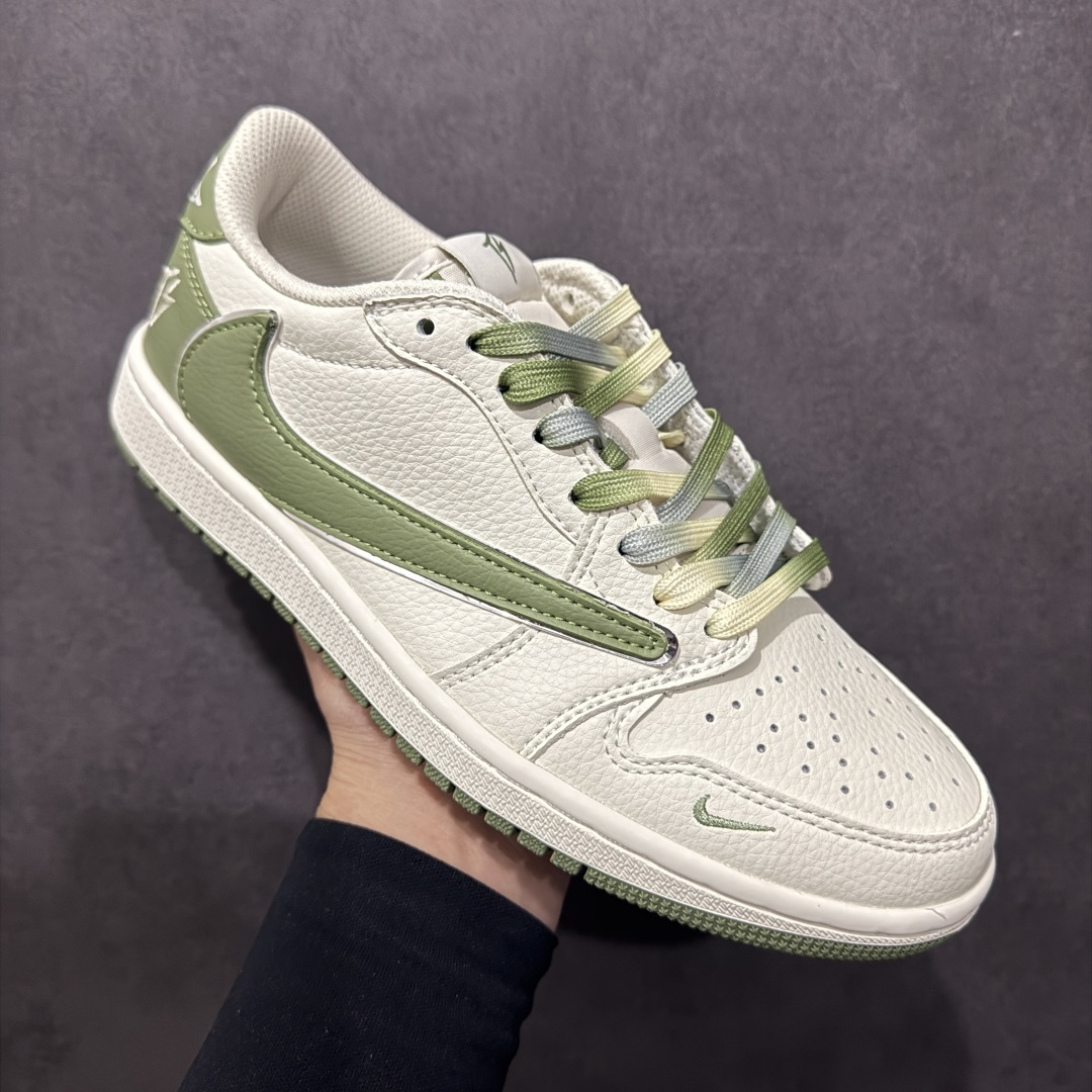 【定制版】TS x Air Jordan AJ1 Low x Travis Scott 白绿 倒钩低帮联名定制配色  DM7866-019
