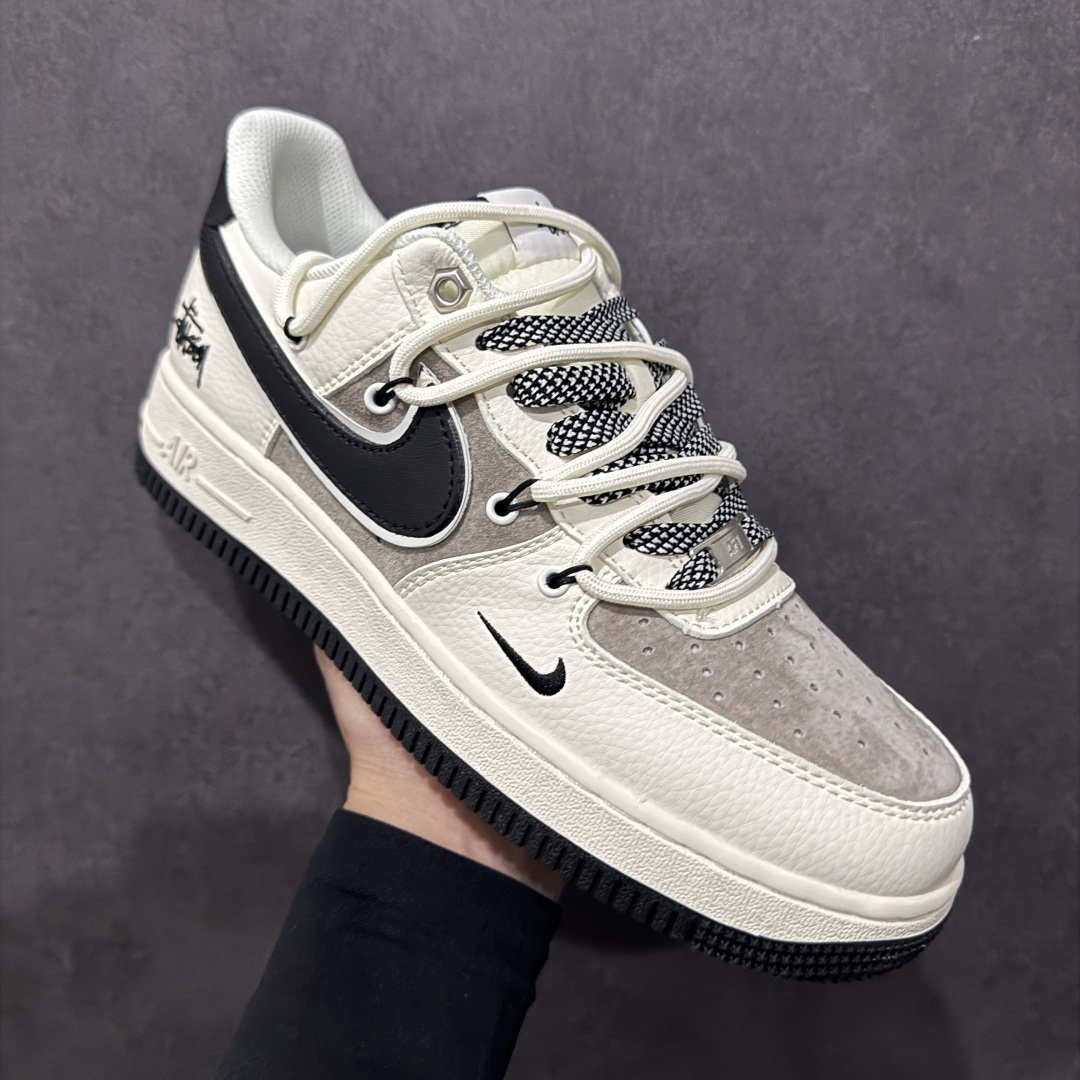 【定制版】Nk Air Force 1'07 Low 斯图西联名 米黑抽绳 空军一号低帮休闲板鞋 SJ1198-109