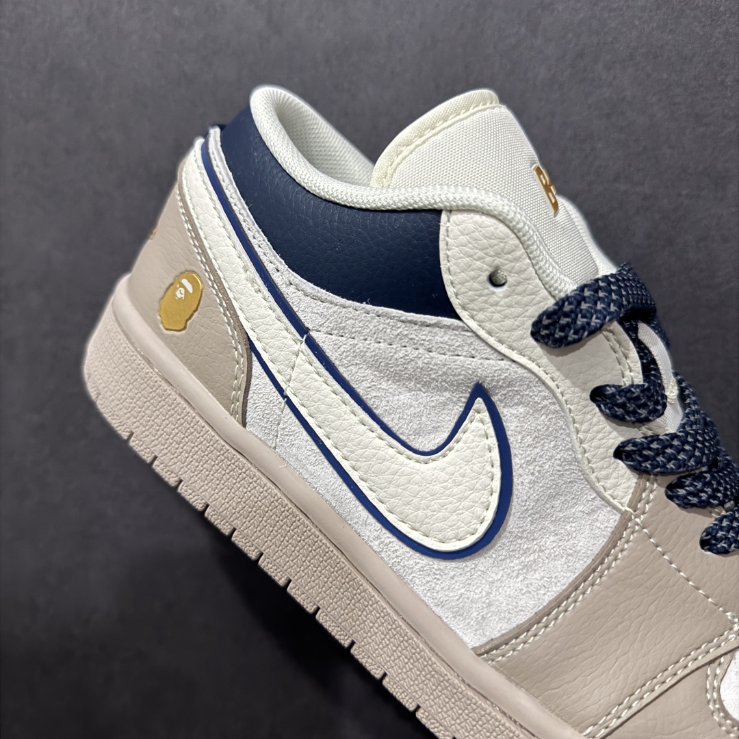 【定制版】Air Jordan 1 Retro Low x BAPE 米灰蓝满天星  XF8698-036