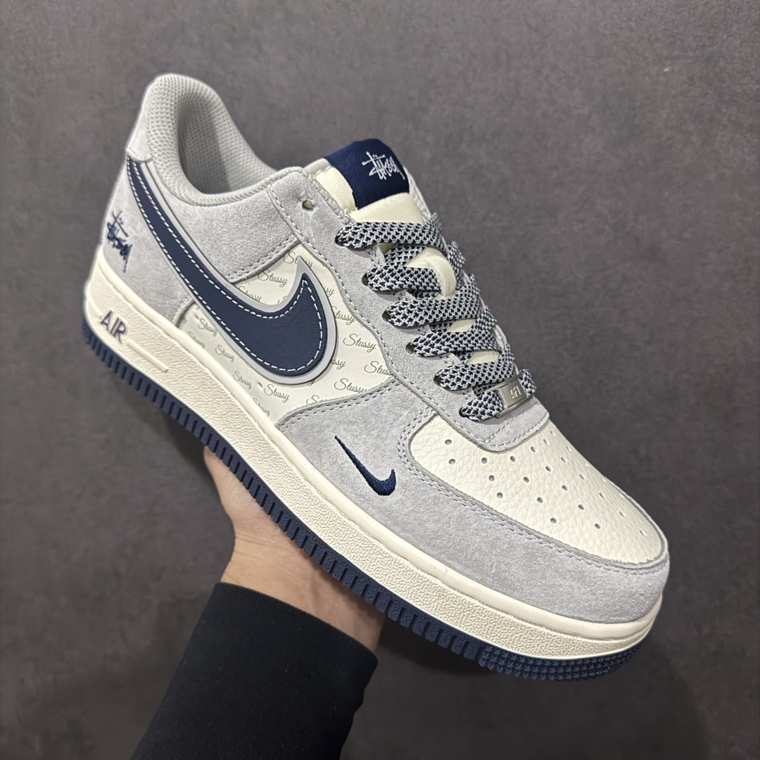【定制版】Nk Air Force 1'07 Low 斯图西联名 灰蓝勾英文 空军一号低帮休闲板鞋 XZ3318-088