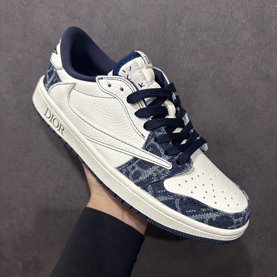 【定制版】Travis Scott x Nike Air Jordan 1 Low x DIOR Air Jordan 1 Low 反转牛仔蓝白小钩倒钩 CH6336-017