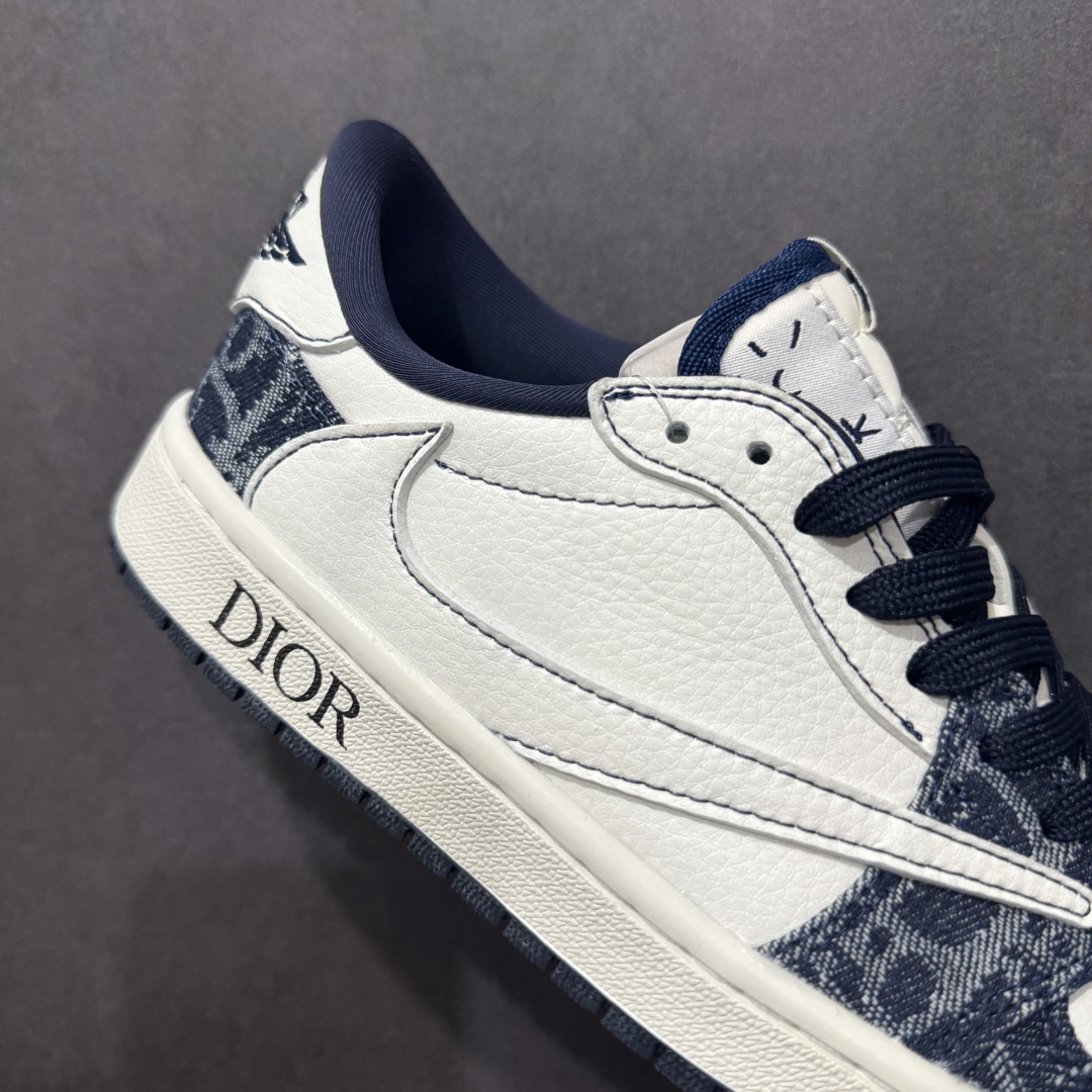 【定制版】Travis Scott x Nike Air Jordan 1 Low x DIOR Air Jordan 1 Low 反转牛仔蓝白小钩倒钩 CH6336-017