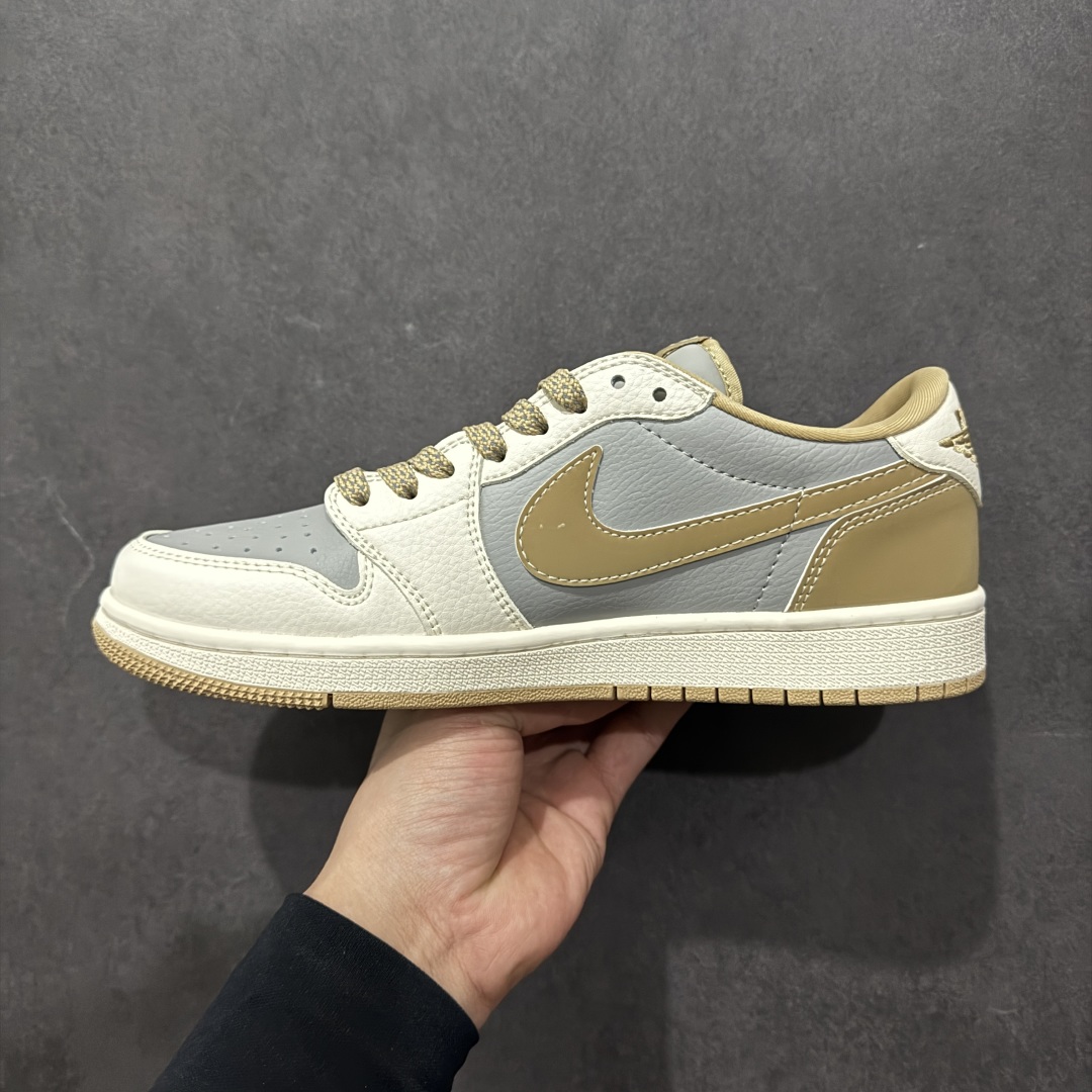 【定制版】Travis Scott x Fragment Design x Air Jordan 1 Low OG SP AJ1 乔1 Bape联名 米灰卡其双拼 低帮文化休闲板鞋 BB6511-623