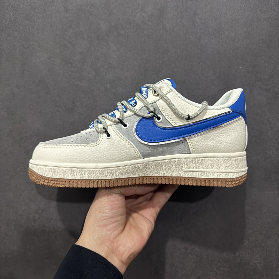 【定制版】Nike Air Force 1 Low 07 x BAPE 白灰蓝绑带  SJ1198-112