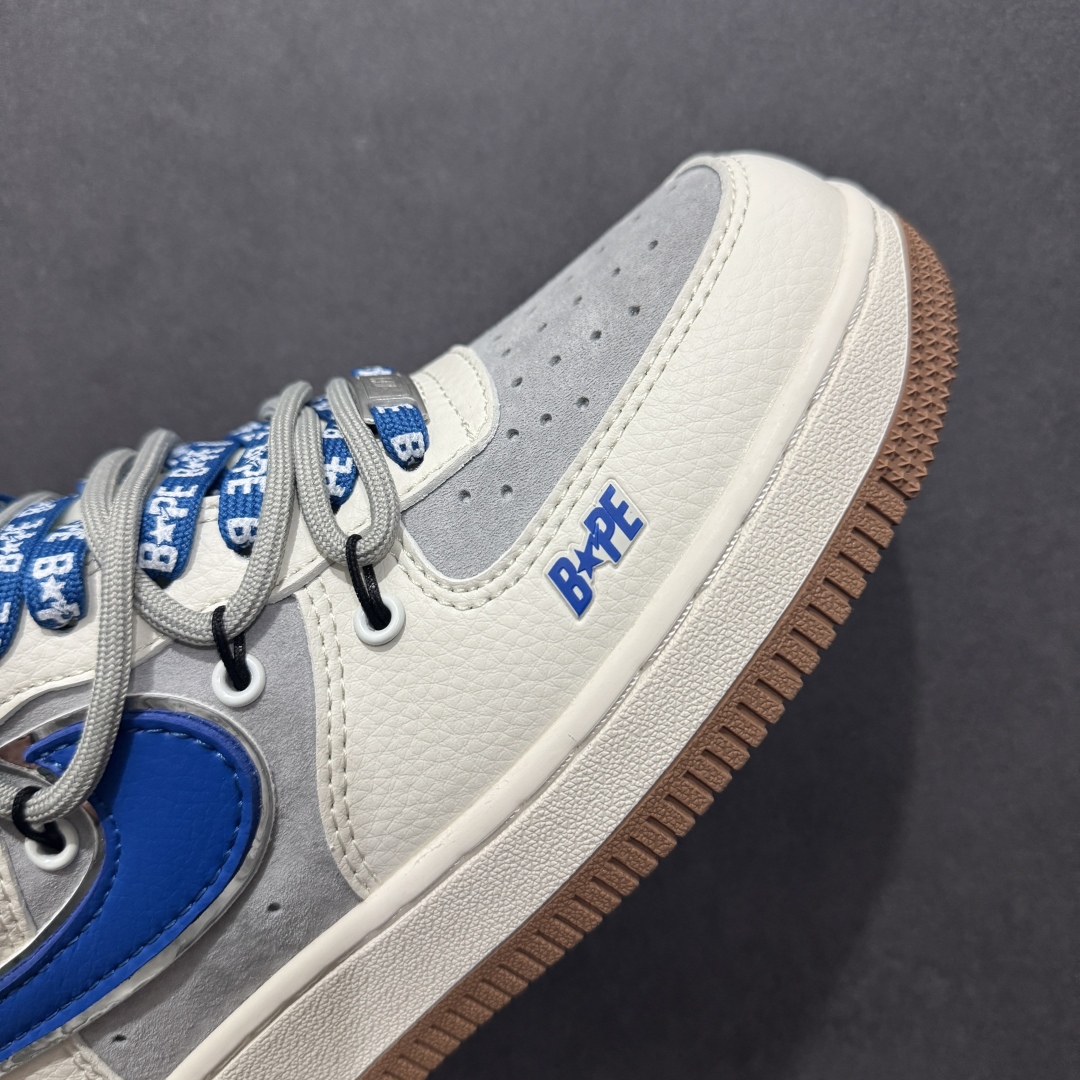 【定制版】Nike Air Force 1 Low 07 x BAPE 白灰蓝绑带  SJ1198-112