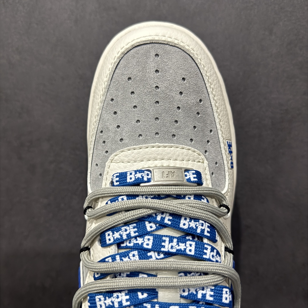 【定制版】Nike Air Force 1 Low 07 x BAPE 白灰蓝绑带  SJ1198-112