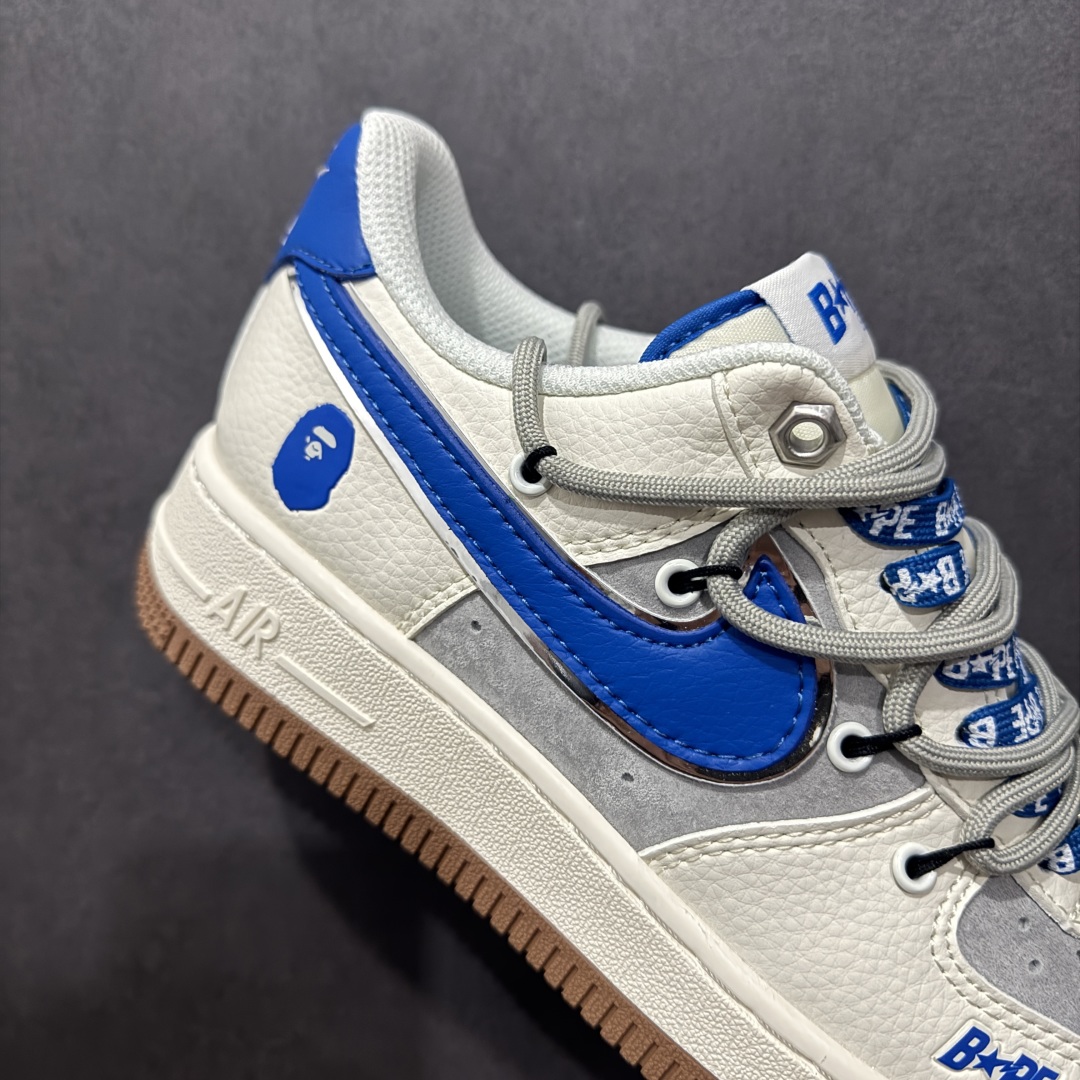 【定制版】Nike Air Force 1 Low 07 x BAPE 白灰蓝绑带  SJ1198-112