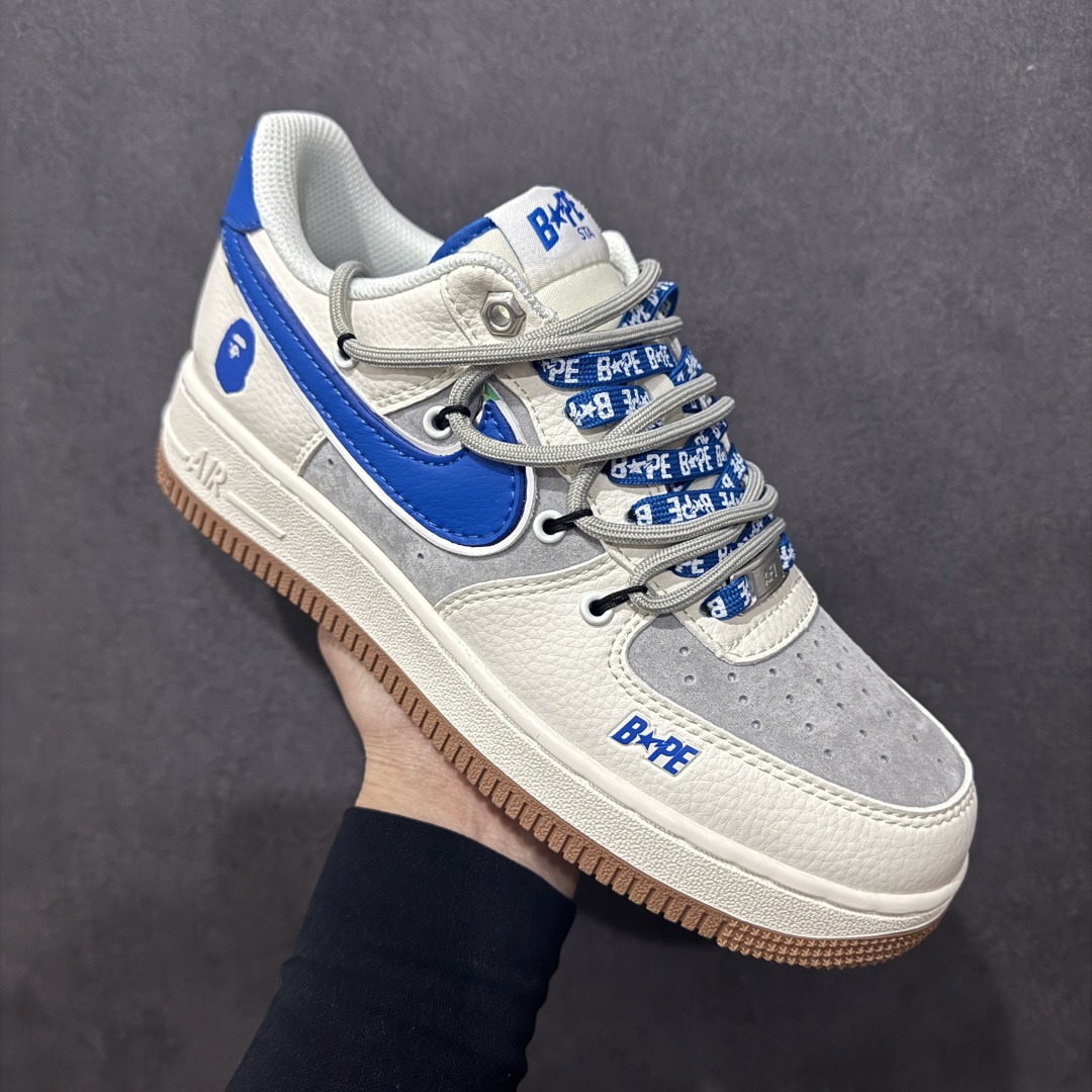 【定制版】Nike Air Force 1 Low 07 x BAPE 白灰蓝绑带  SJ1198-112