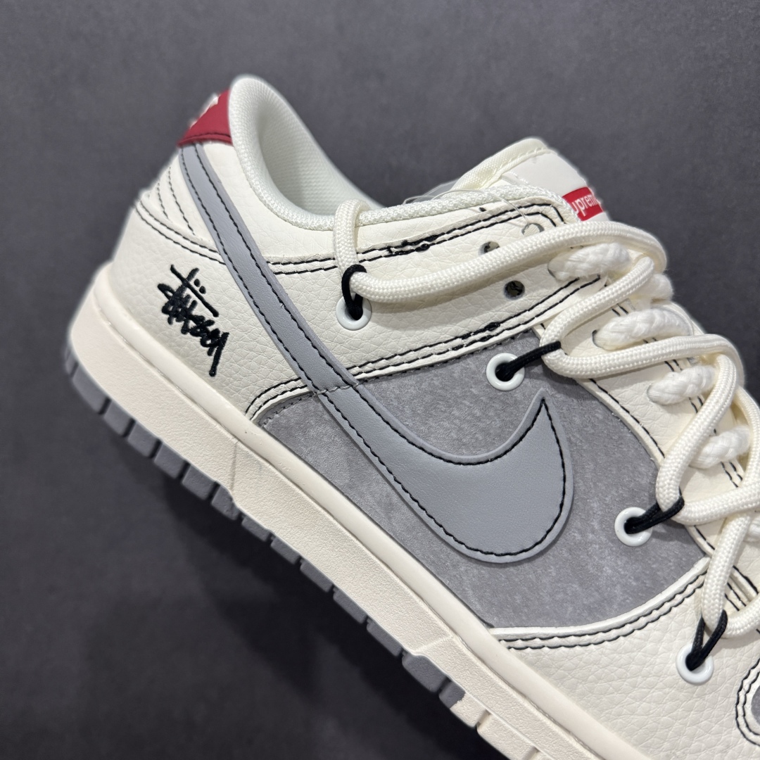 【定制版】Nike SB Dunk Low x Stussy 白黑灰小钩麻绳绑带 YX5066-269