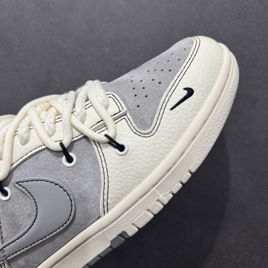 【定制版】Nike SB Dunk Low x Stussy 白黑灰小钩麻绳绑带 YX5066-269