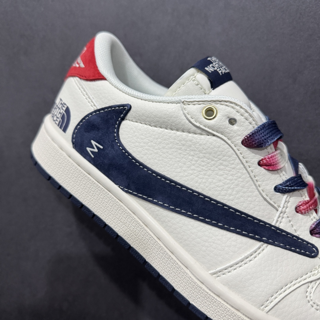 【定制版】Travis Scott x Fragment Design x Air Jordan 1 Low OG SP AJ1 乔1 北面联名 米蓝小红标 低帮文化休闲板鞋 FC1688-211