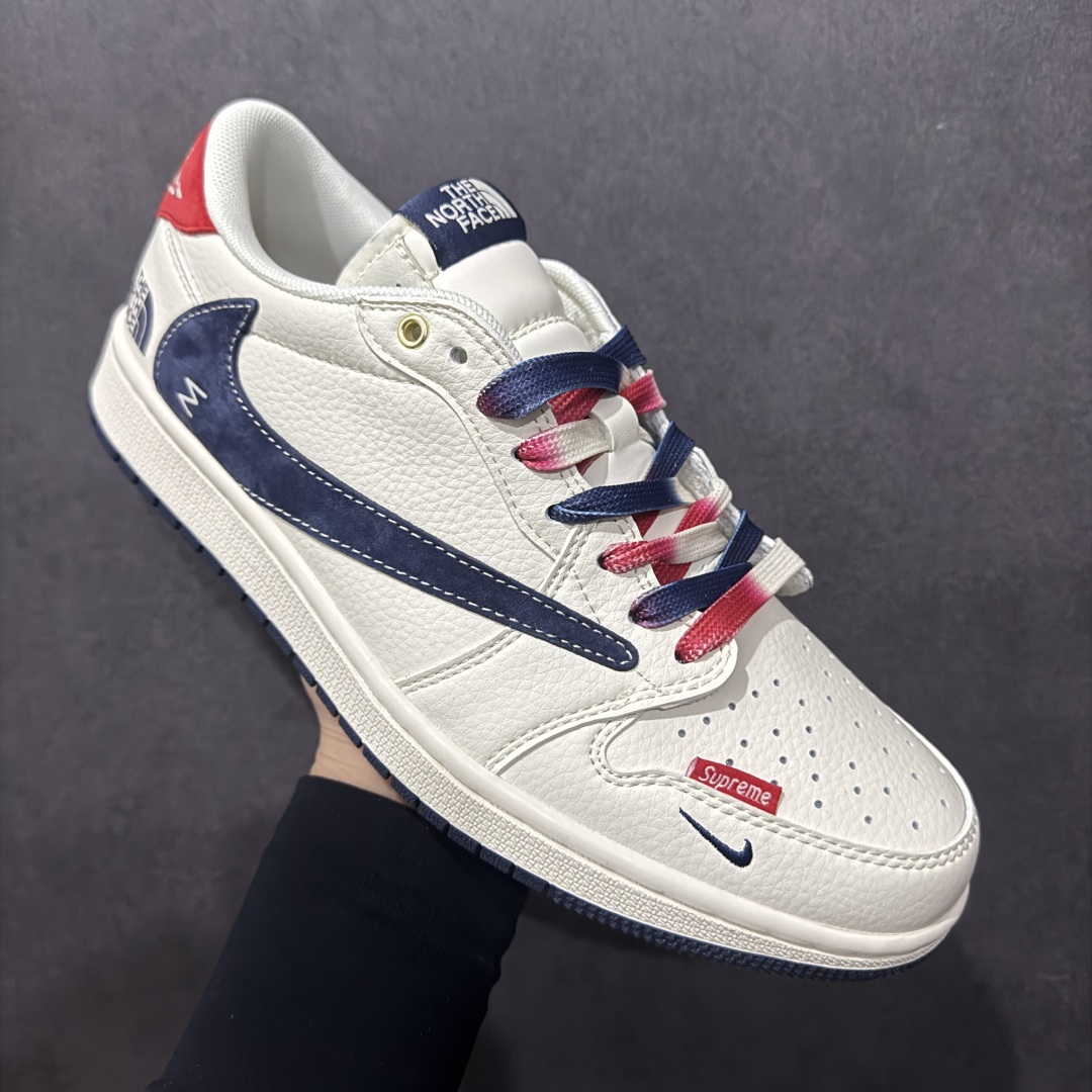 【定制版】Travis Scott x Fragment Design x Air Jordan 1 Low OG SP AJ1 乔1 北面联名 米蓝小红标 低帮文化休闲板鞋 FC1688-211