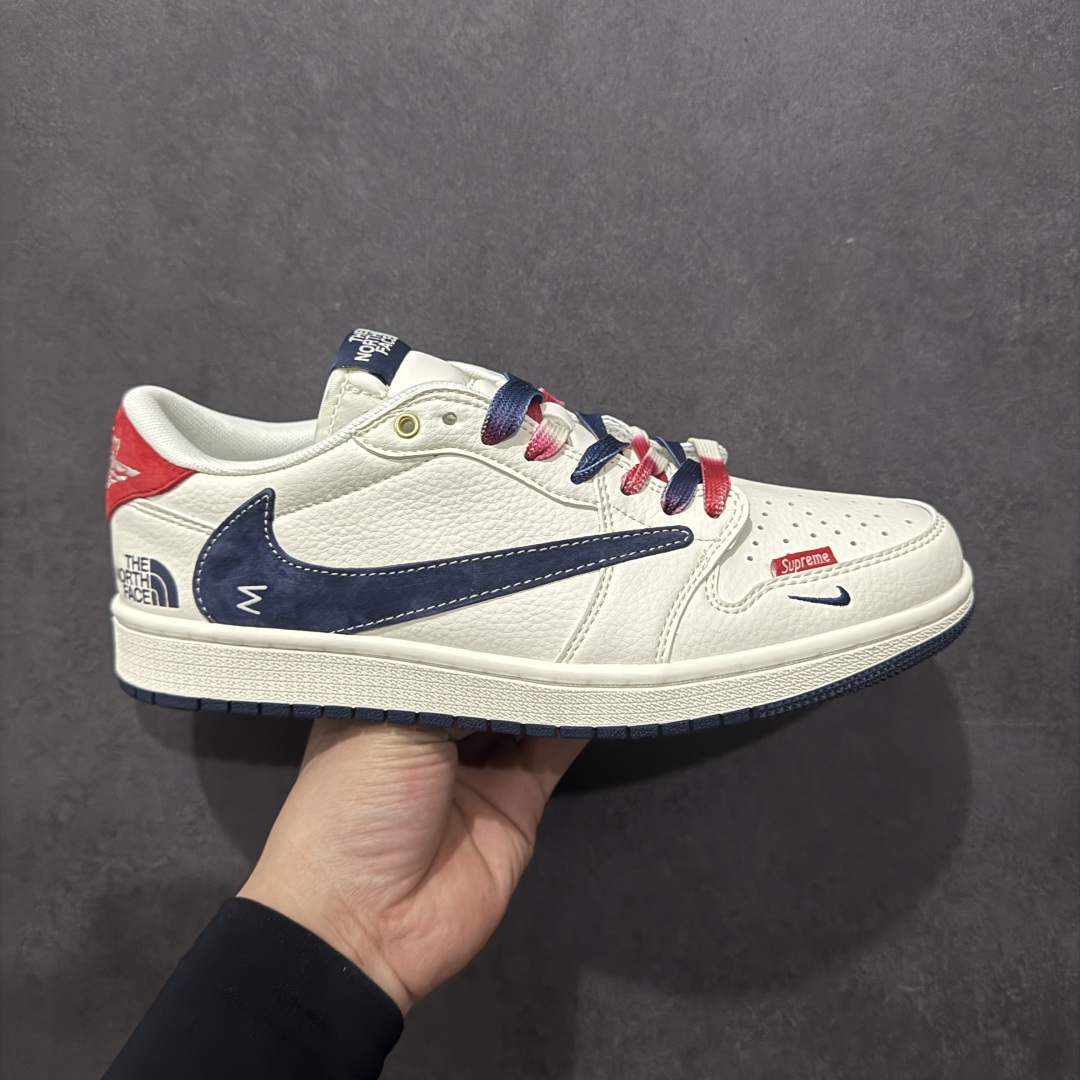 【定制版】Travis Scott x Fragment Design x Air Jordan 1 Low OG SP AJ1 乔1 北面联名 米蓝小红标 低帮文化休闲板鞋 FC1688-211