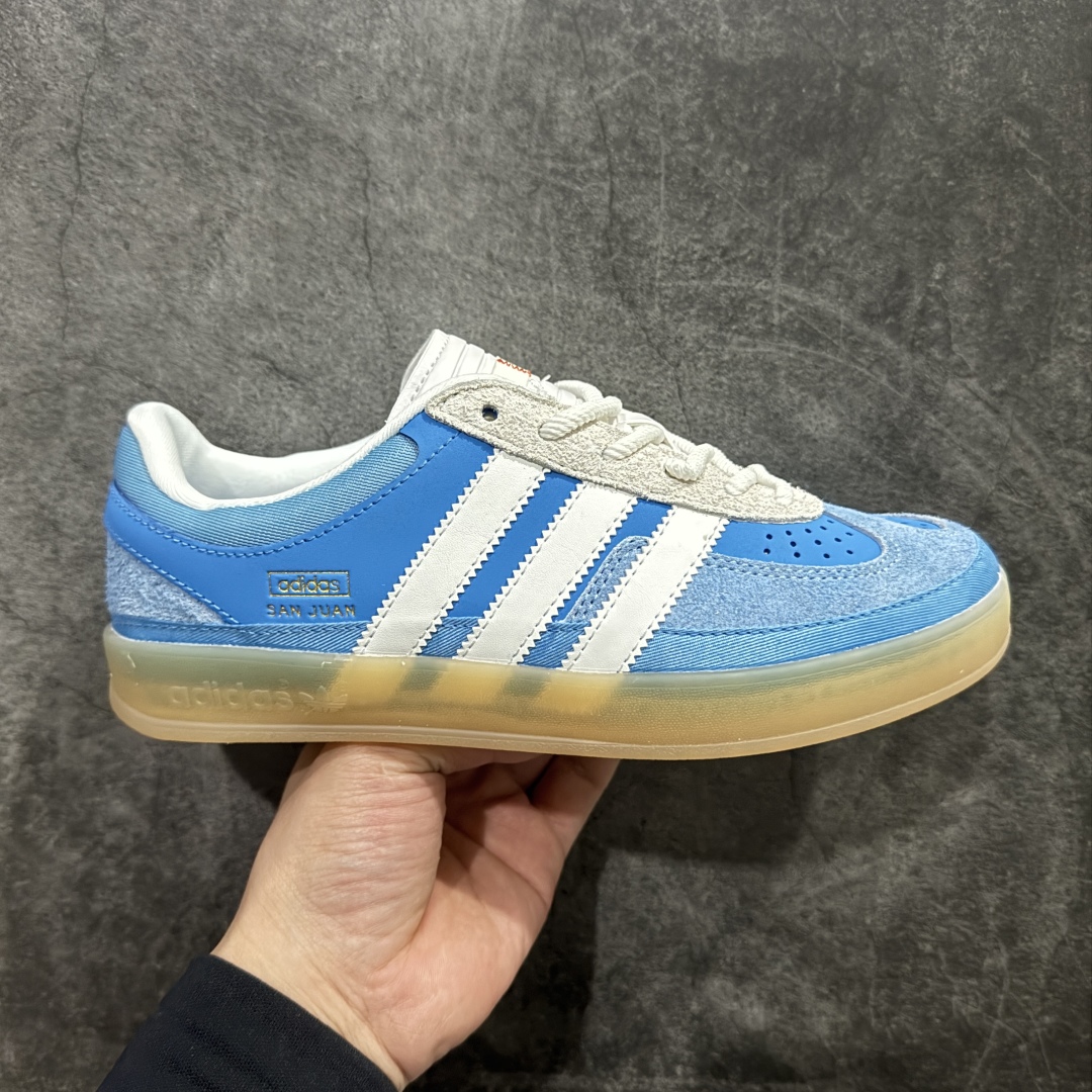 坏痞兔Bad Bunny x AD Gazelle Indoor Trainers ”Benito”羚羊内训系列低帮复古百搭休闲运动德训风板鞋“联名白蓝变形鞋头” IF9734