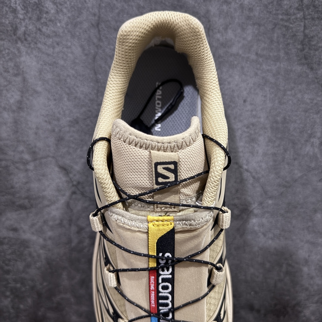 图片[8]-【PK版】 Salomon XT-6 GTX 杏色 萨洛蒙复古潮流户外机能登山跑鞋 474455 外贸平台特供订单 耗时半年巨作 全套原纸板楦头开发 原厂特供网布配套加持 确保原汁原味 完美呈现版型 原档数据独家私模五层组合大底 原装Ortholite轻量化鞋垫 中底布带钢印编号 原厂TPU锁扣 进口港宝加持 后跟自然饱满 还原公司包裹性 鞋面以“锯齿”状的包裹系统呈现 在基色底之下加入了各种色点缀 将公司的最新技术和时尚前卫的造型融入耐用的长跑款式中 鞋面由 TPU 薄膜制成 并焊接在高耐磨网眼上 使其既时尚又坚固 由 ACS底盘支撑 可增强稳定性和支撑力 以及由橡胶凸耳 Contragrip外底覆盖的 EVA 缓冲中底 旨在应对崎岖的地形 鞋舌上的彩色Salomon 标签、Quicklace 系统以及鞋头、鞋舌和鞋跟上的附加品牌使细节更加完美 让穿着者可以轻松驾驭户外与通勤下的任何运动生活场景 无缝鞋身户外随意纵横 颜值与脚感兼备 出街通勤 绝对非常吸睛 你值得拥有 尺码：36 36.5 37.5 38 38.5 39 40 40.5 41 42 42.5 43 44 44.5 45-选品中心