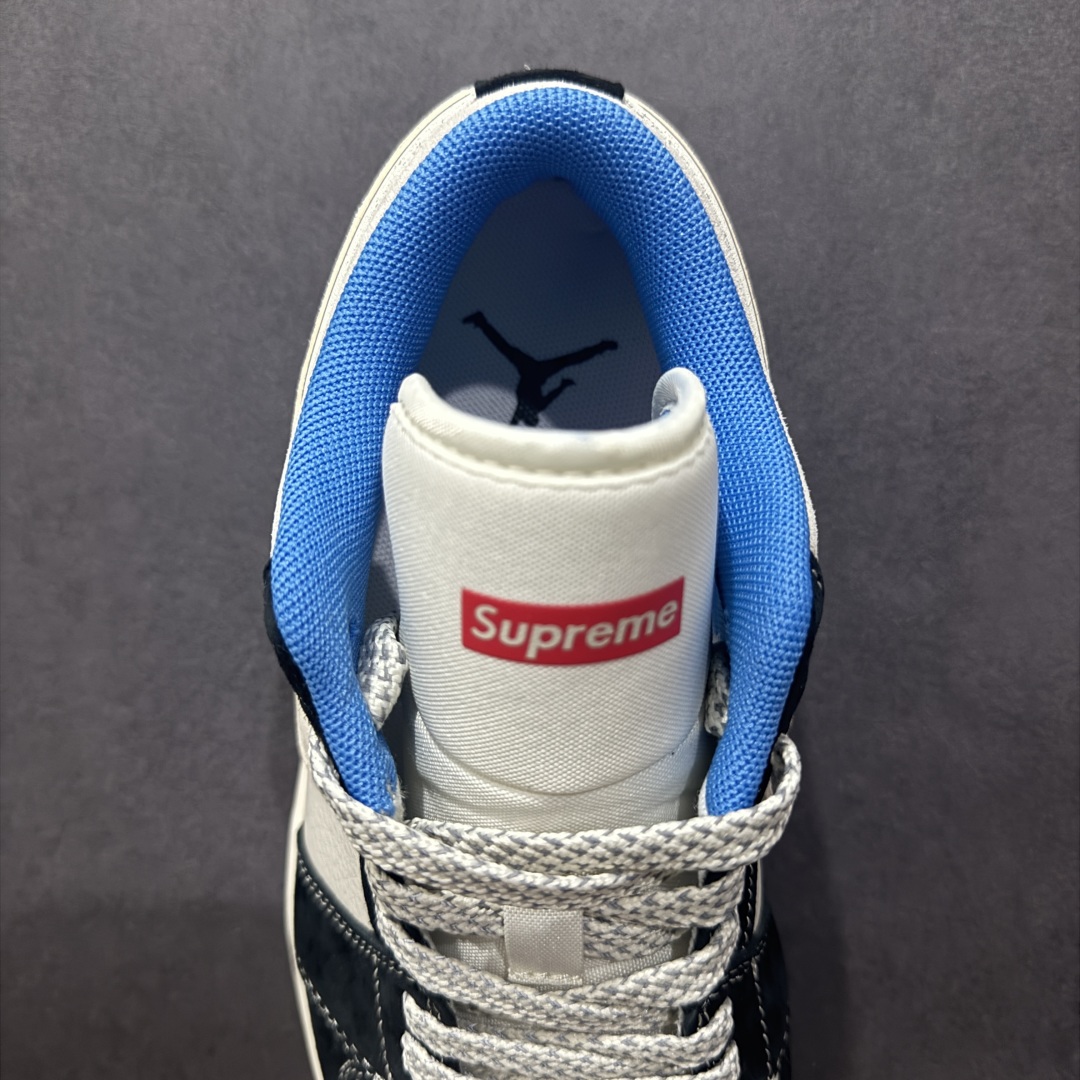 【定制版】Air Jordan 1 Low AJ1 乔1 Supreme联名 复古黑蓝 高端定制 低帮复古篮球鞋 XX3318-501