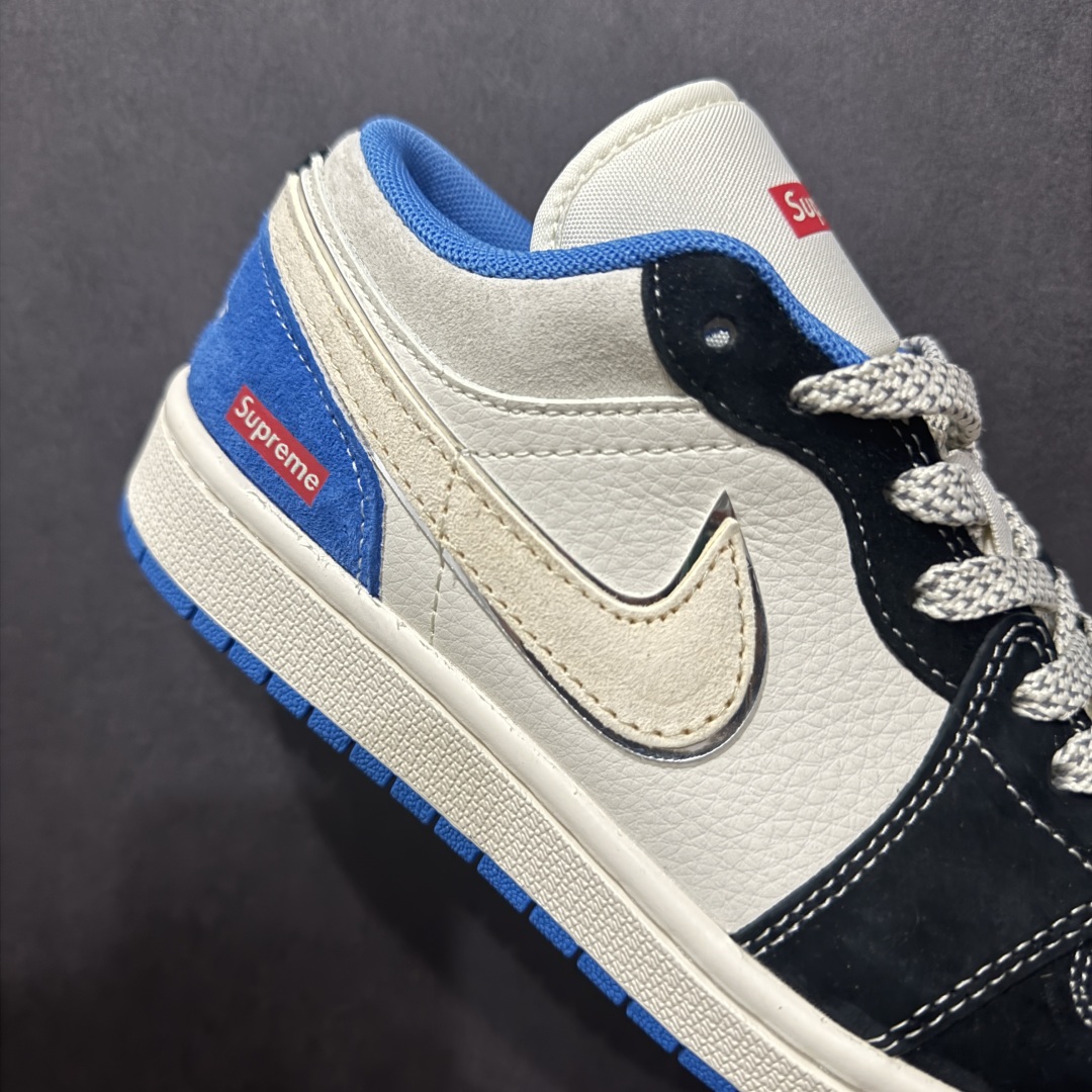 【定制版】Air Jordan 1 Low AJ1 乔1 Supreme联名 复古黑蓝 高端定制 低帮复古篮球鞋 XX3318-501