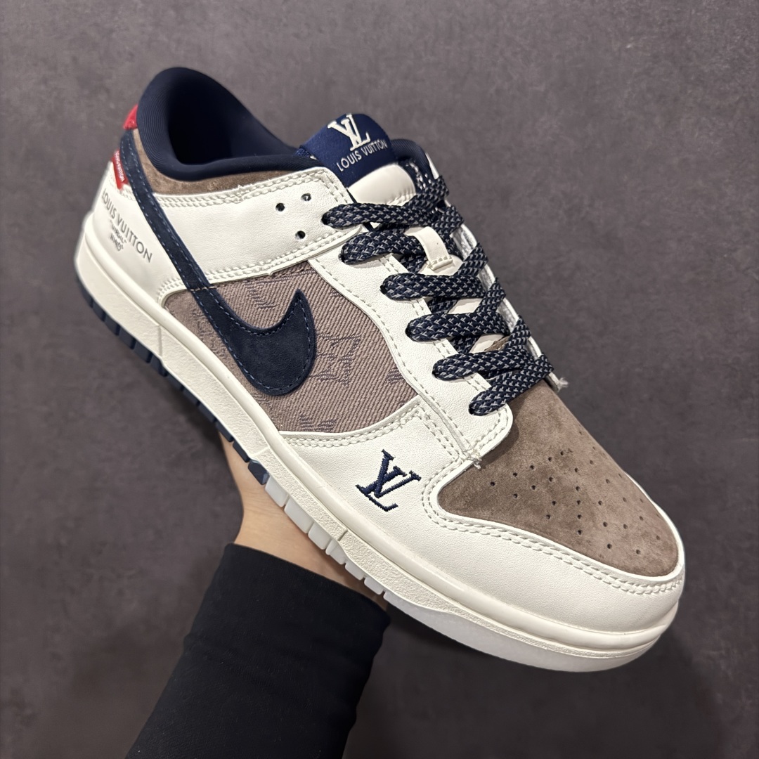 图片[3]-【定制版】Nk SB Dunk Low LV联名 米棕藏蓝 周年高端定制 低帮休闲板鞋 CH8311-273  定制鞋盒 大厂纯原品质出货 超高清洁度 皮料切割干净无任何毛边 细节完美   尺码：36 36.5 37.5 38 38.5 39 40 40.5 41 42 42.5 43 44 44.5 45-选品中心
