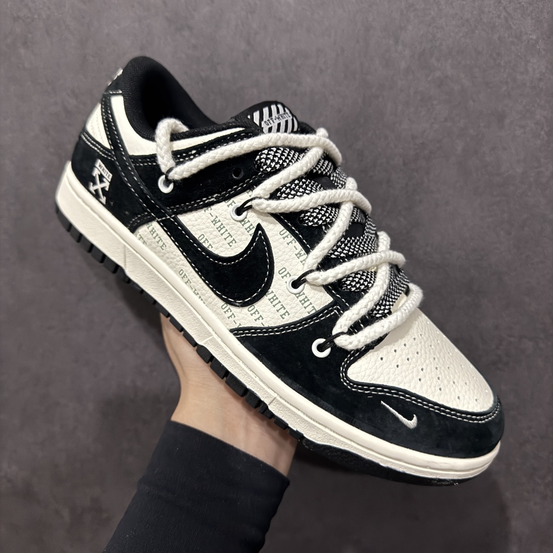图片[3]-【定制版】Nk SB Dunk Low Off White联名 绑带猪八弹幕黑勾 周年高端定制 低帮休闲板鞋 YX5066-226  #定制鞋盒 大厂纯原品质出货 超高清洁度 皮料切割干净无任何毛边 细节完美   尺码：36 36.5 37.5 38 38.5 39 40 40.5 41 42 42.5 43 44 44.5 45-选品中心