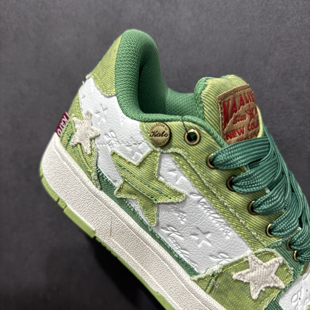 图片[6]-【福利特价】KAALIXTO Retro Vintage 星星潮流休闲防滑耐磨低帮板鞋 此款鞋使用牛仔作为主要的鞋面材质 结实耐磨 鞋舌设计特有印花皮牌作为搭配充分凸显牛仔的特性 整体鞋款采用牛仔面料随意角度拼接的呈现方法 打破消费者原有对鞋子的刻板印象 让人耳目一新 织麦标在彰品品牌属性的同时更具牛仔的代表性元素 并采用加厚内里 穿着舒适透气 鞋底做旧氧化 尺码：36 37 38 39 40 41 42 43 44 45-选品中心
