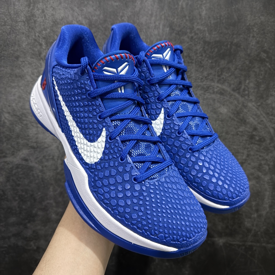 【S2纯原】Nike Kobe 6 Protro \\\”Dodgers\\\” PE 蓝白 道奇 S2纯原生产线 科比六代 #Zoom Turbo气垫➕后掌EVA缓震 实战配置直接拉满 #原楦纸板开发 鞋身流线型、后跟塑形，区分土肥圆 #原档数据3D打印 鞋面蛇鳞一颗一粒匹配原版 #全身鞋材卡料色独家定制 唯一正确喷漆SWOOSH #NK专利Flyknit飞线科技，给予鞋身足够抗扭矩力 #真实底模最大47.5 实战利器 专供海外市场 尺码：40 40.5 41 42 42.5 43 44 44.5 45 46 47.5 48.5 （脚宽、脚胖 建议买大半码）-选品中心