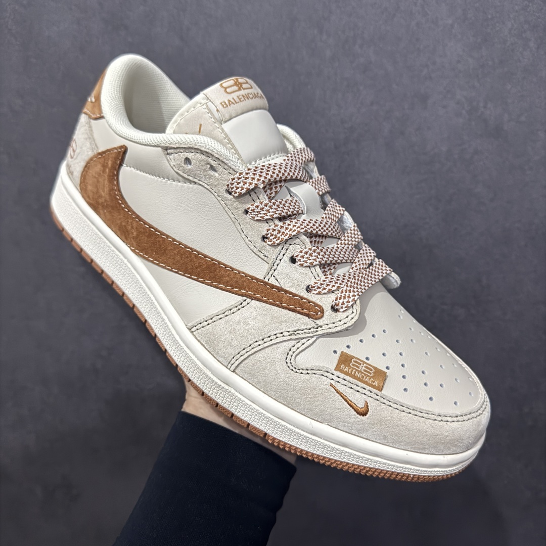 260 【定制版】Fragment x Travis Scott x 巴黎世家 Air Jordan 1 Low 三方联名倒钩  XS3086-014