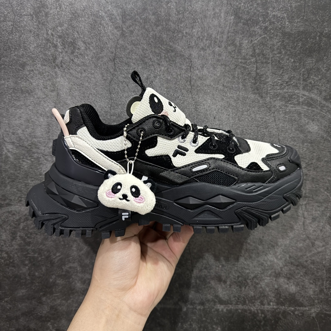 【公司级】Fila Fusion Bianco 海盗熊 黑白 斐乐抓绒潮流舒适百搭老爹鞋 上架实拍 #原楦原纸版数据 全新模具开发 区别市场通货 网红单品小红书推荐爆款 尺码:35.5-40-选品中心