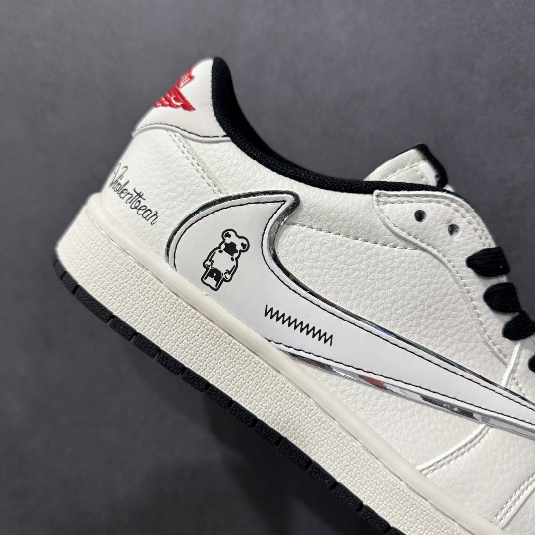 280 【定制版】Travis Scott x Fragment Design x Air Jordan 1 Low OG SP 乔1暴力熊联名 卡通米黑 低帮文化休闲板鞋 XS7089-526